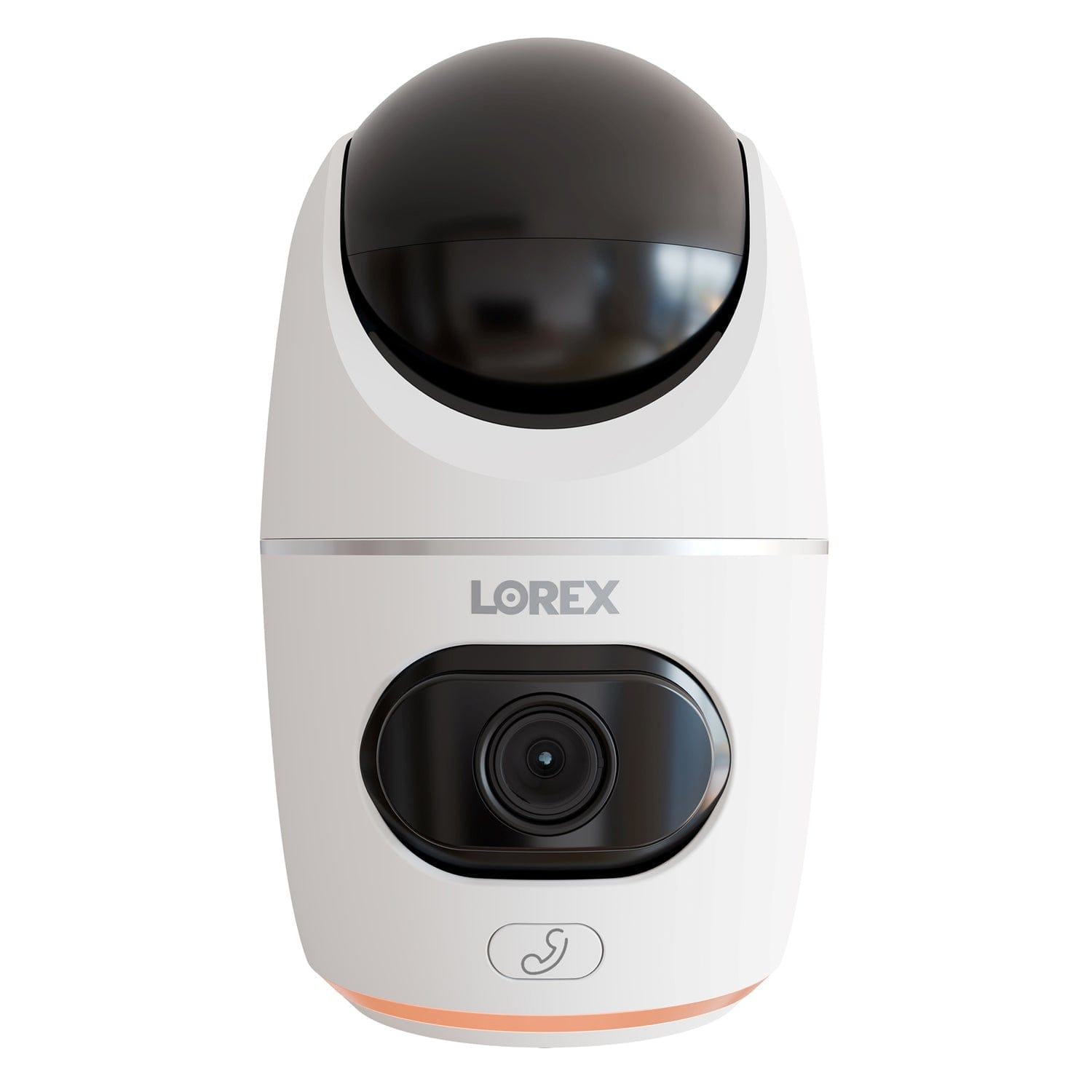 Lorex Wi-Fi 2K Dual-Lens Pan-Tilt-Digital Zoom Indoor Security Camera with Person and Animal Detection, White, W463AQD-E