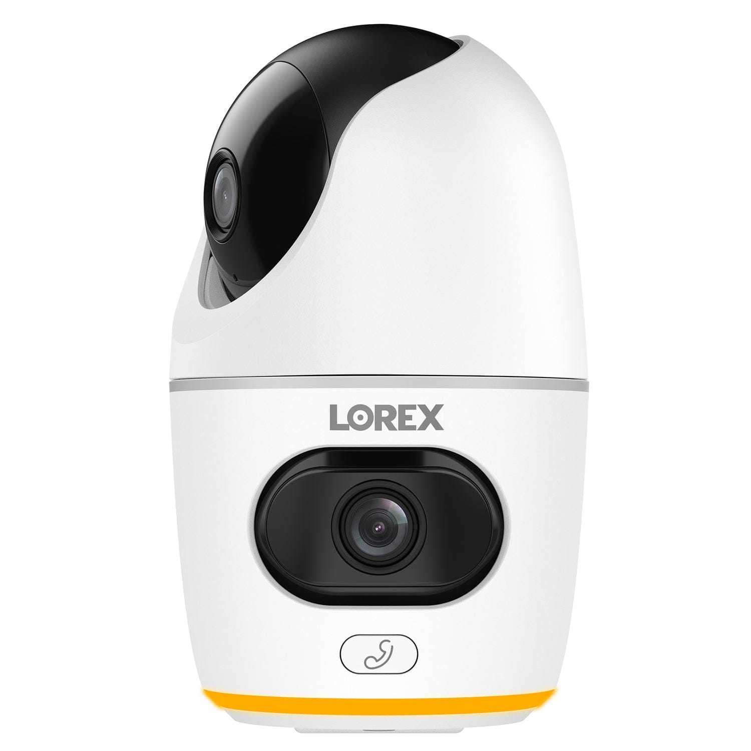 Lorex Wi-Fi 2K Dual-Lens Pan-Tilt-Digital Zoom Indoor Security Camera with Person and Animal Detection, White, W463AQD-E