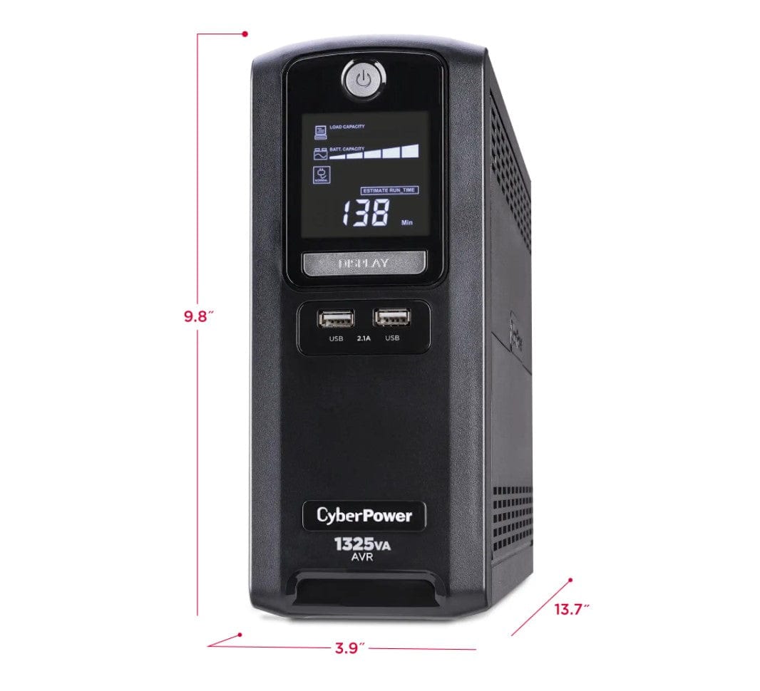 CyberPower LX1325GU 1325 VA / 810 W 10 Outlets Battery Backup UPS - New Battery Certified Refurbished
