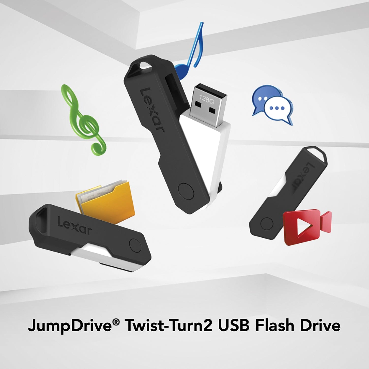 Lexar JumpDrive TwistTurn2 USB 2.0 Flash Drive, 128 GB