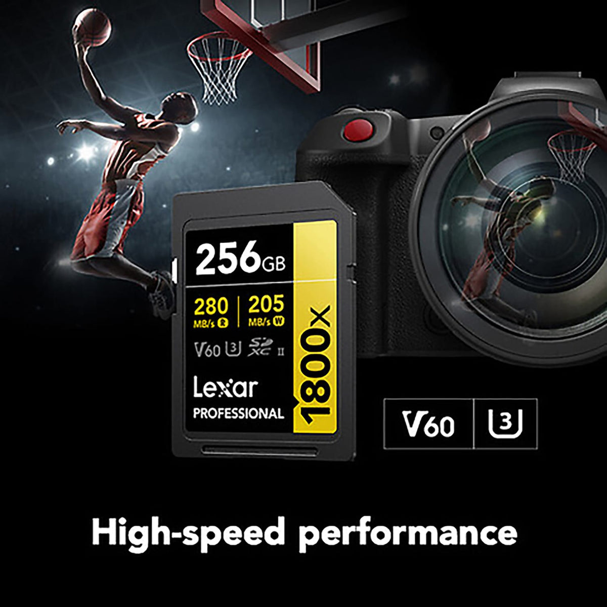 Lexar Professional GOLD Series 1800x SDXC UHS-II Memory Card, 256 GB