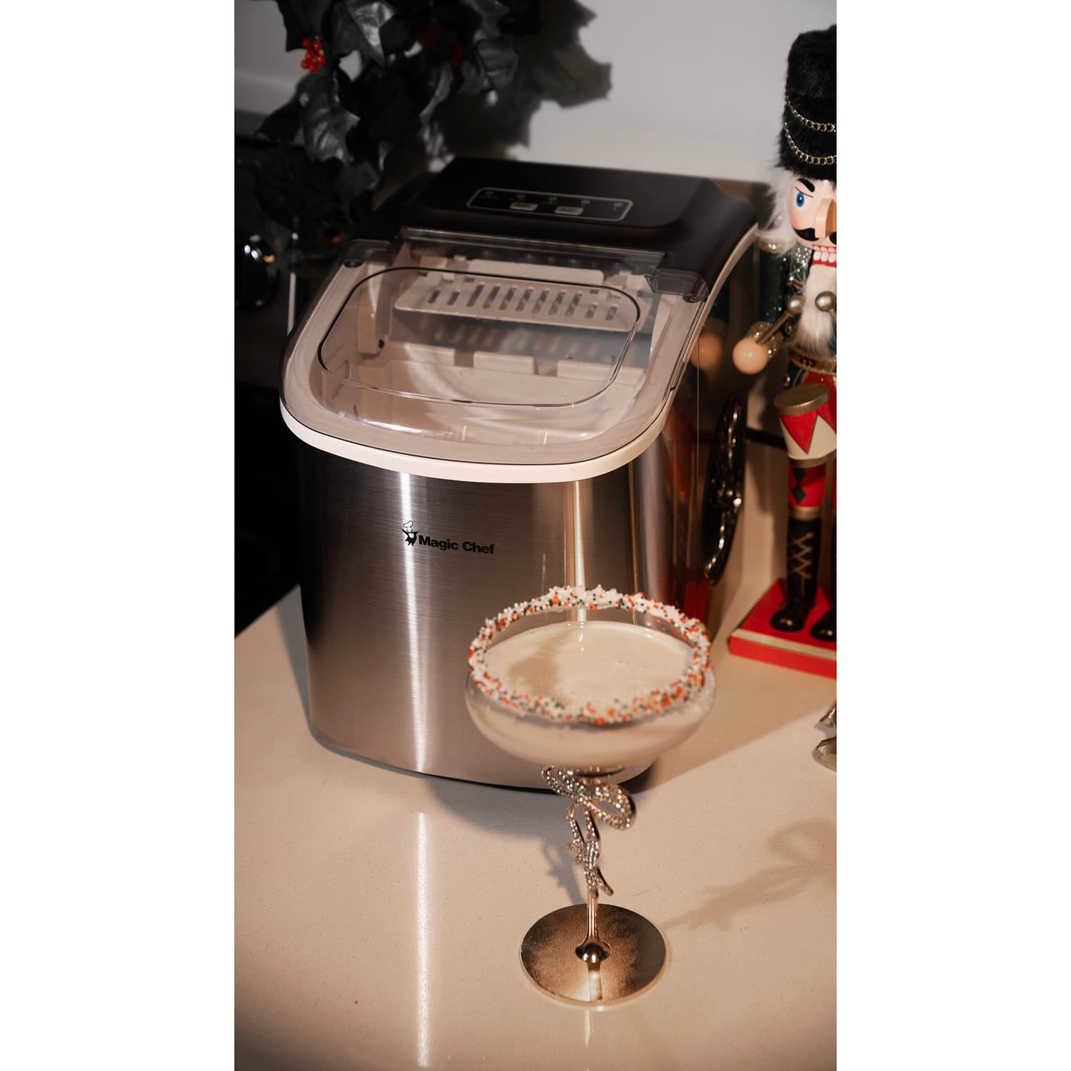 Magic Chef Portable Countertop Ice Maker, 27 Lbs. per Day, Stainless Steel