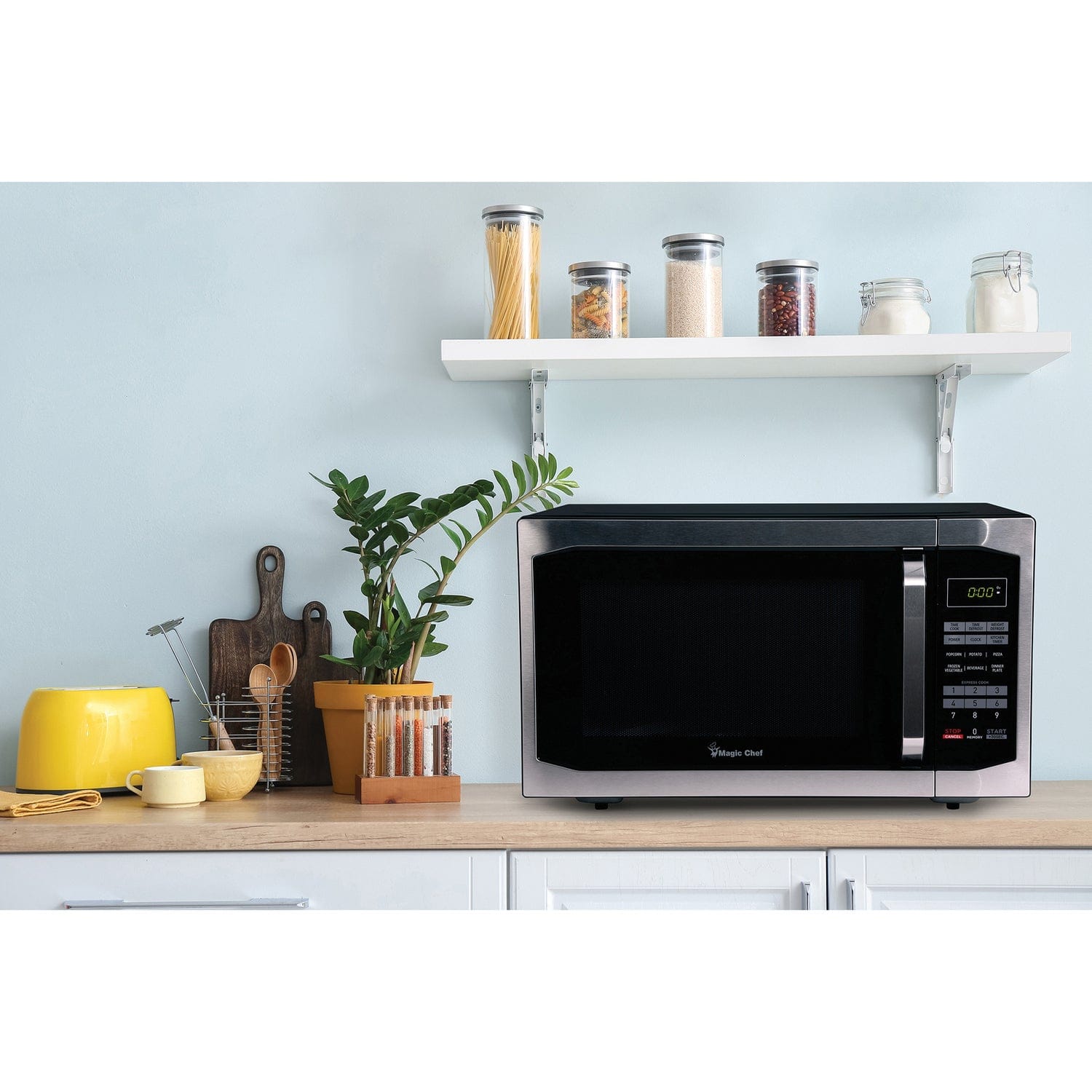 Magic Chef 1.6 Cubic-ft Countertop Microwave, Stainless Steel