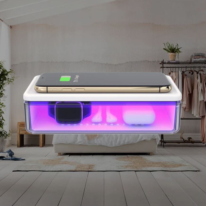 The Clean Phone "Pro" Advanced UV Sanitizer and Wireless Charging System, White