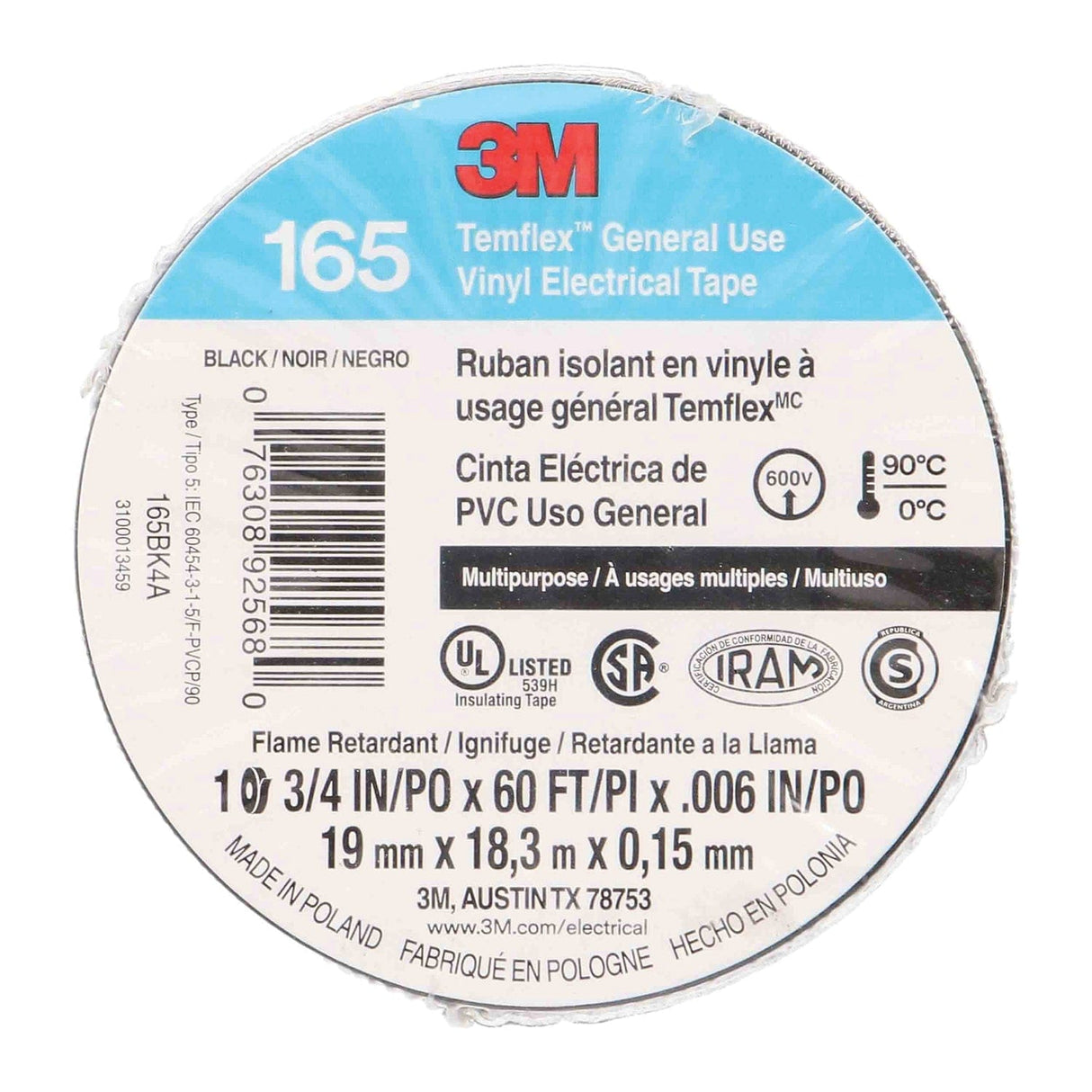Install Bay 3M Temflex 3/4-Inch Economy Vinyl Electrical Tape 165, 60 Feet, 10 Pack