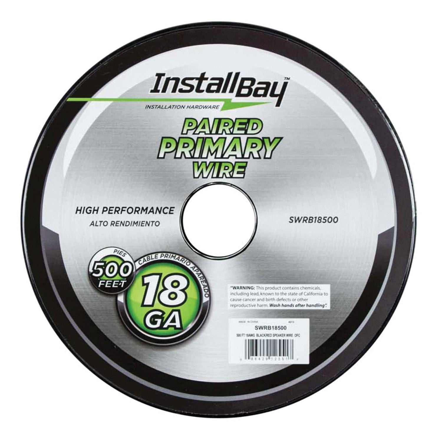 Install Bay Red/Black Paired All-Copper Primary Speaker Wire, 500 Ft, 18 Gauge