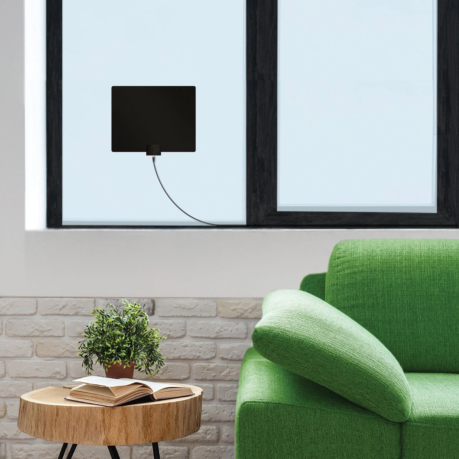 Mohu Leaf Plus Paper-Thin Indoor TV Antenna, Amplified, UHF VHF, 60-Mile Range, Multi-Directional, 4K 8K UHD, NEXTGEN TV, 12-Ft. Cable