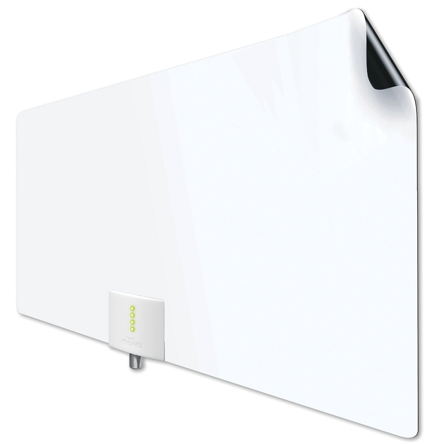 Mohu Leaf Supreme PRO Paper-Thin Indoor TV Antenna, Amplified, UHF VHF, 65-Mile Range, Multi-Directional, 12-Ft. Cable, Signal Indicator