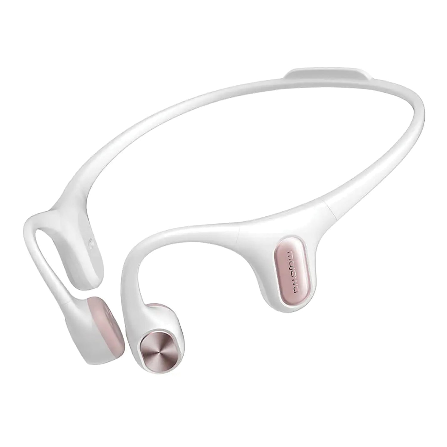 Mojawa Run Air/Mojo 2 Bluetooth Bone-Conduction Waterproof Open-Ear Headphones with Microphone for Running, Cycling, and Workouts, White