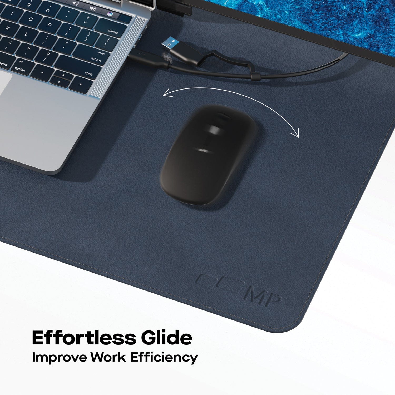 Mobile Pixels 31.5-In. x 15.75-In. PU Leather Desk Mat, Set Sail Blue