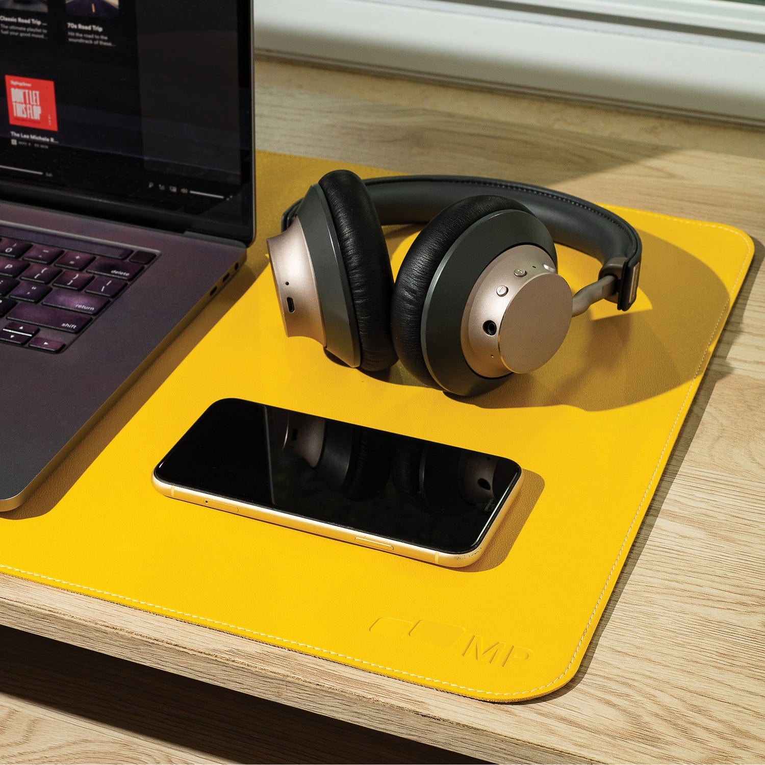 Mobile Pixels PU Leather Desk Mat, Racing Yellow