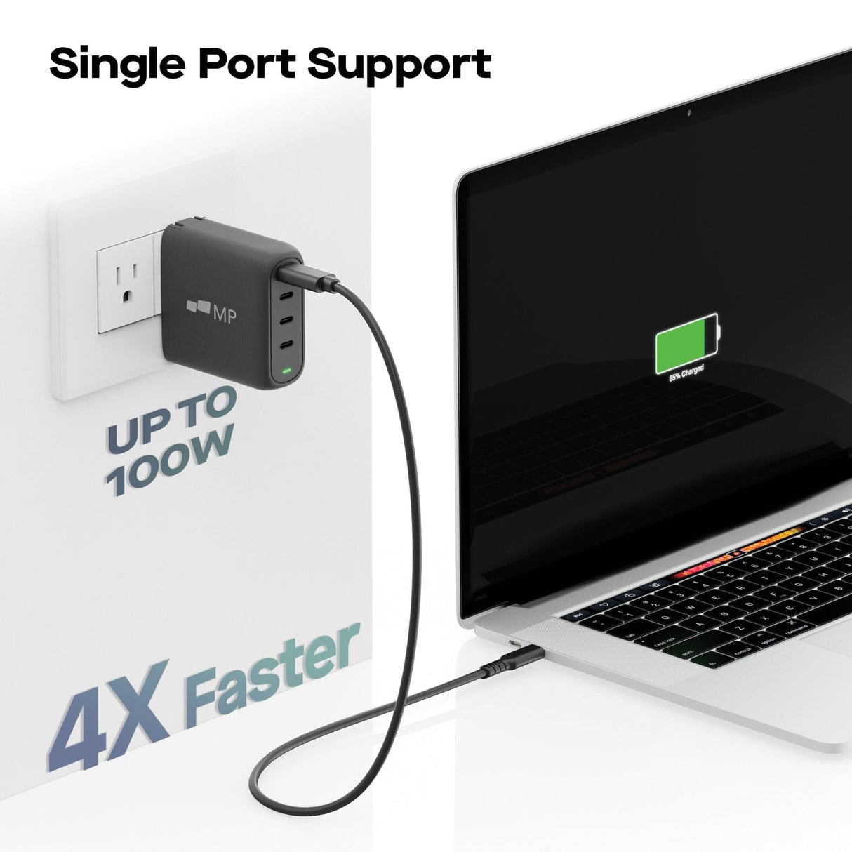 Mobile Pixels 100-Watt USB-C and USB-A Wall Charger, Black