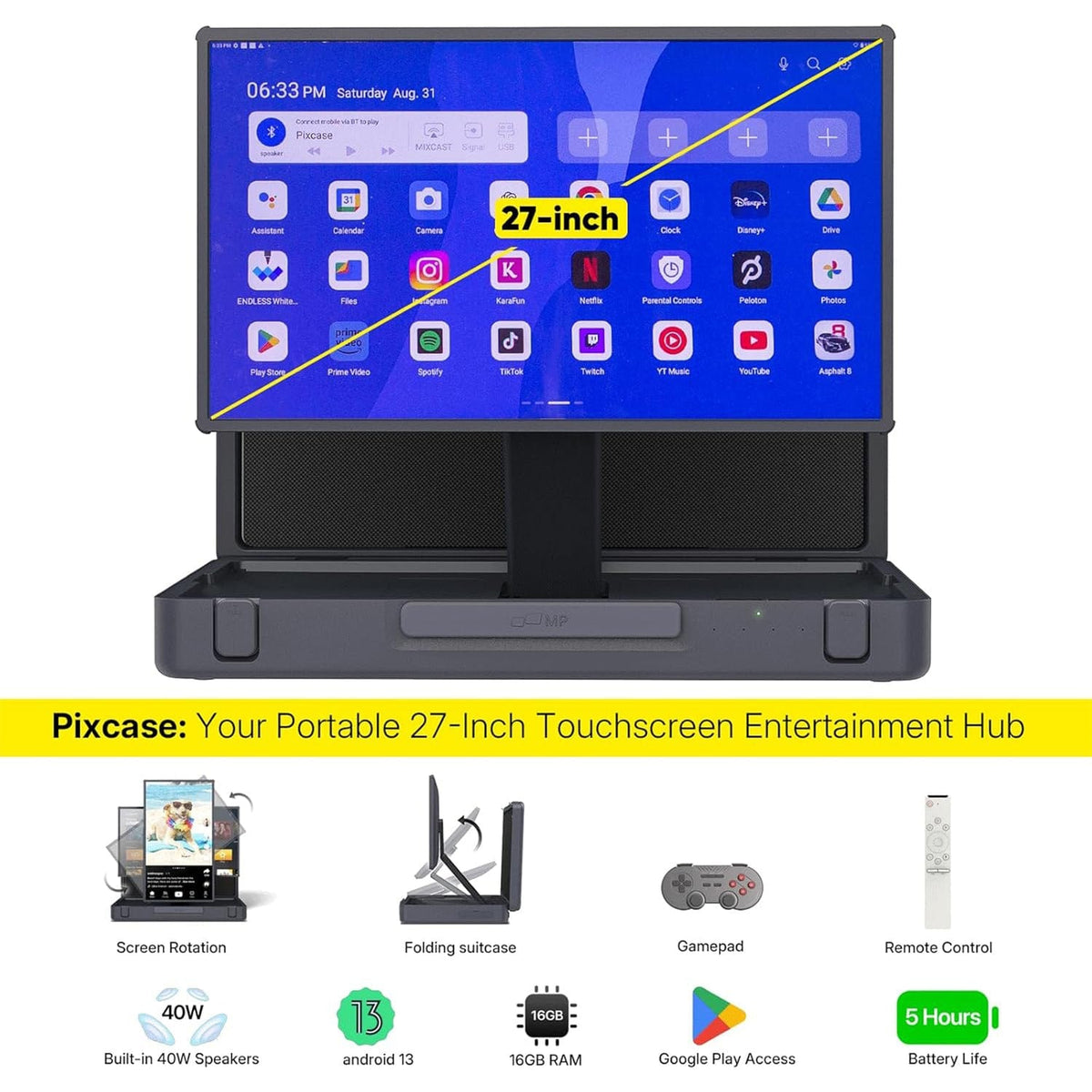 Mobile Pixels Pixcase 27-In. 1080p Full HD Touch-Screen Display