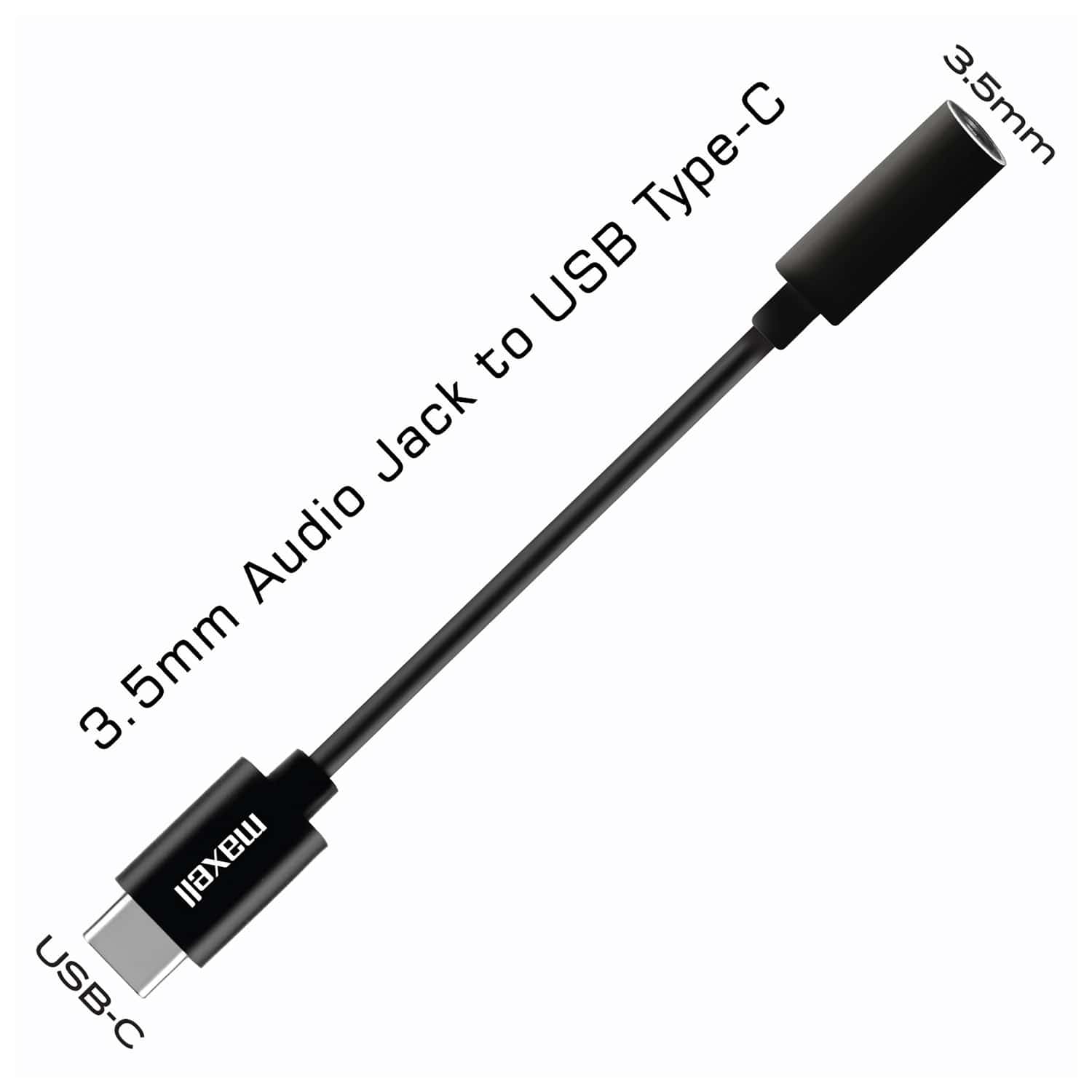 Maxell Sync-Up 3.5-mm to USB-C Stereo Headphone Adapter Cable, 197294