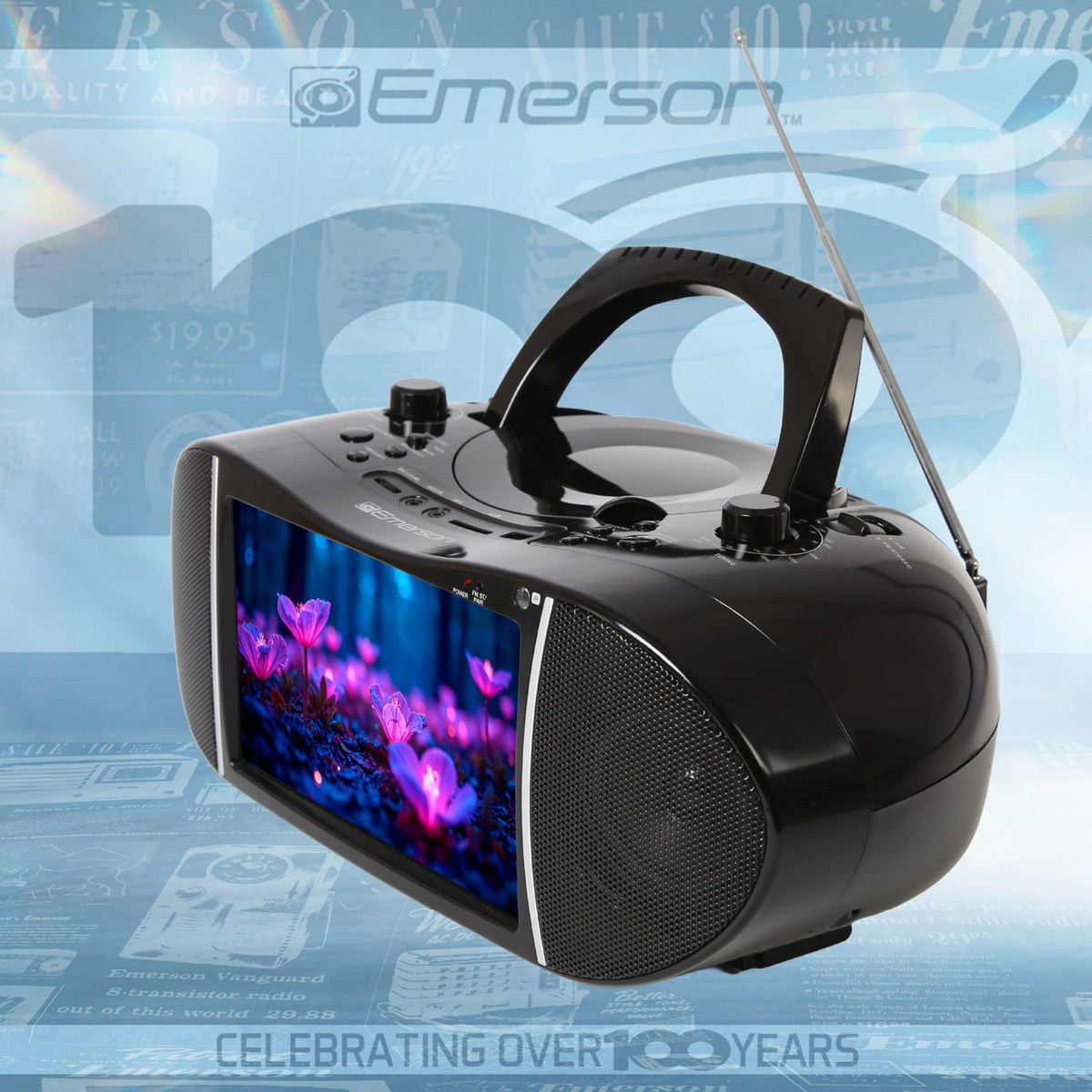 Emerson Combo 9-In. TV and Bluetooth DVD/CD/USB/AM FM Radio Boom Box, HDMI Input and Remote, EDL-2901
