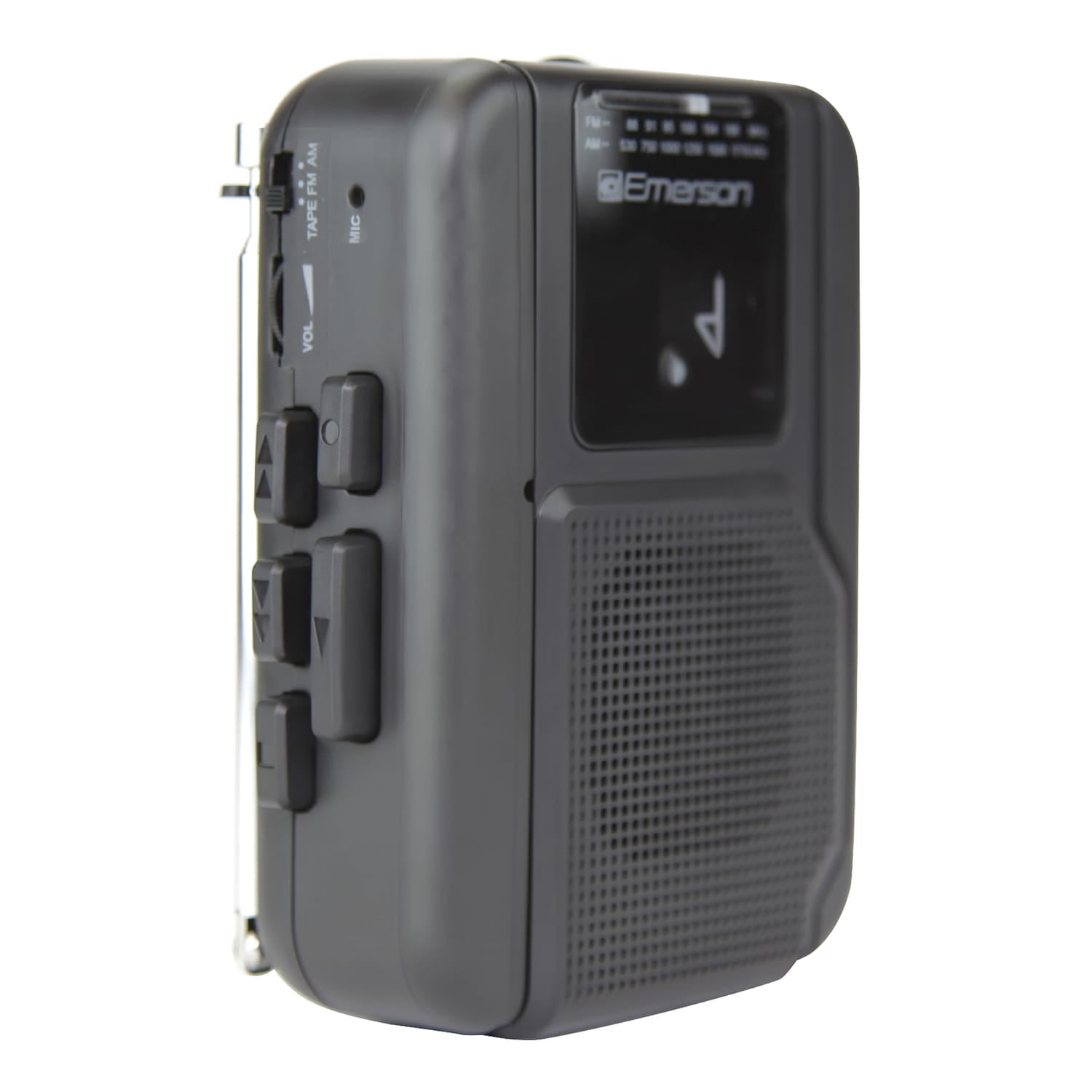 Emerson Portable Cassette Player with AM/FM Radio, Earbuds, and Bluetooth Out, Gray, EPC-1001