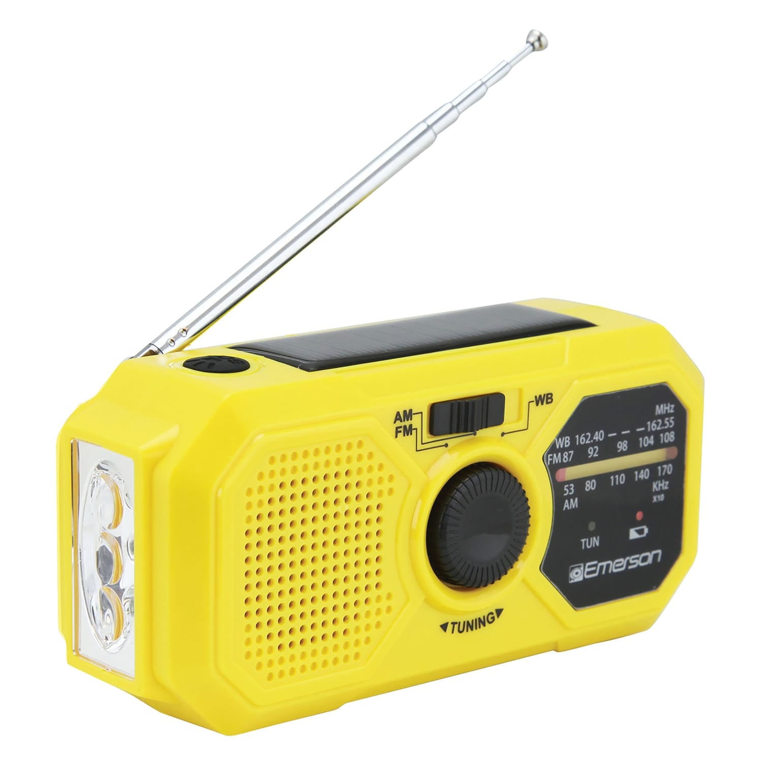 Emerson Emergency AM/FM Portable Weather Radio and Power Bank, Yellow, ER-7050
