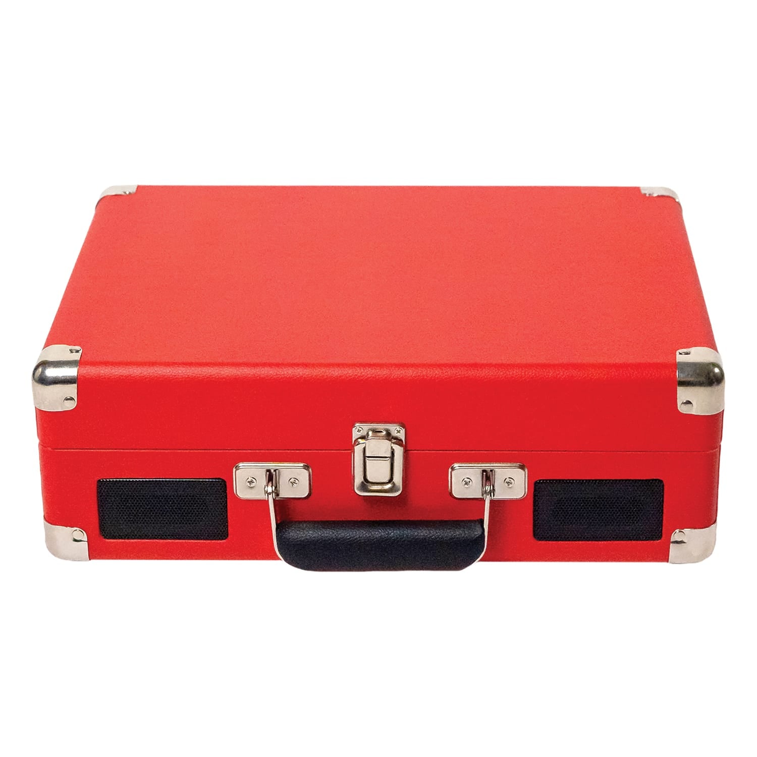 Victor 2-Watt Metro 3-Speed Belt-Drive Manual Suitcase Turntable with Built-in Speakers, Bluetooth In/Out, Aux In, and 45-RPM Adapter, Red