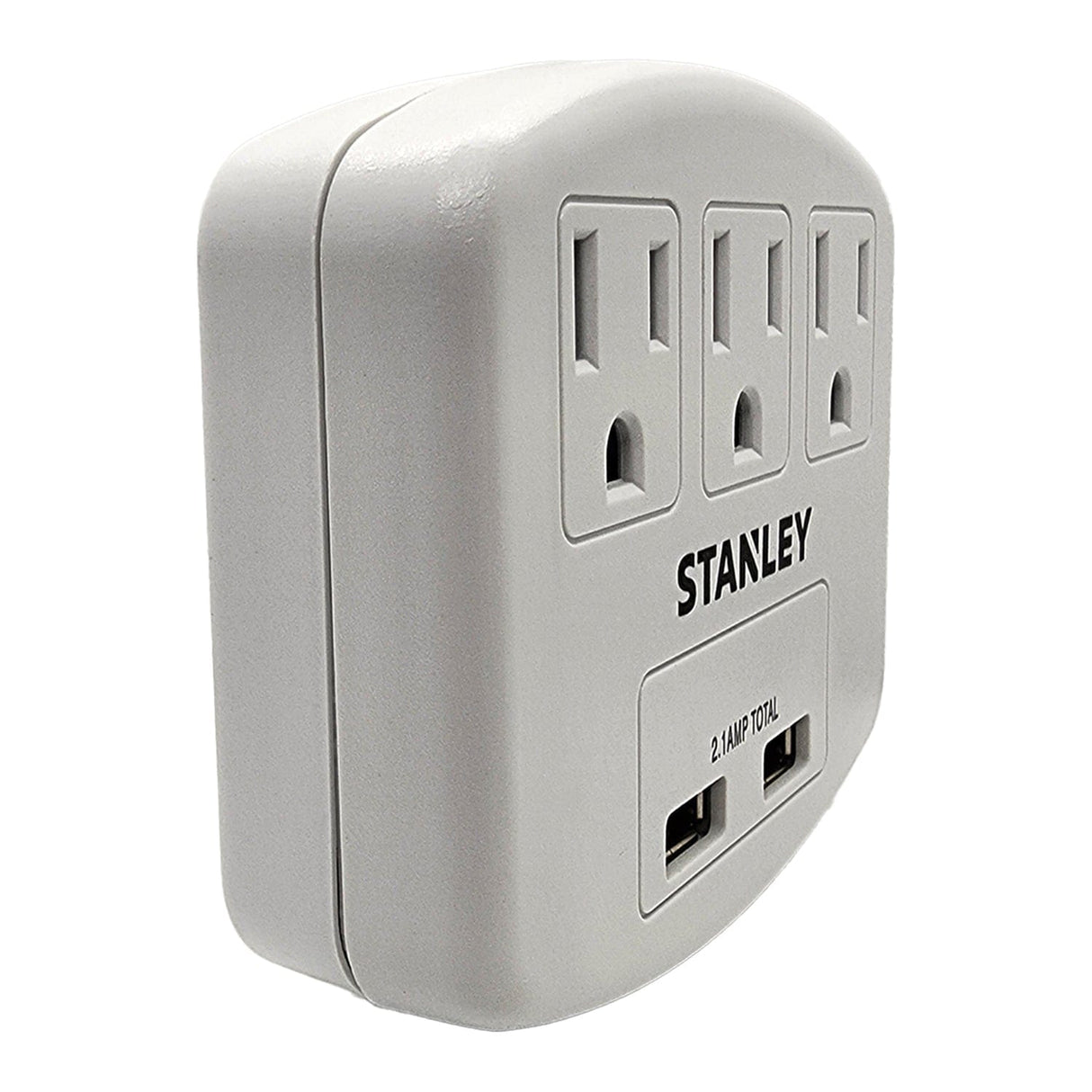 Stanley PlugMax Grounded Wall Tap, 3 Outlets and 2 USB-A Ports, 30407