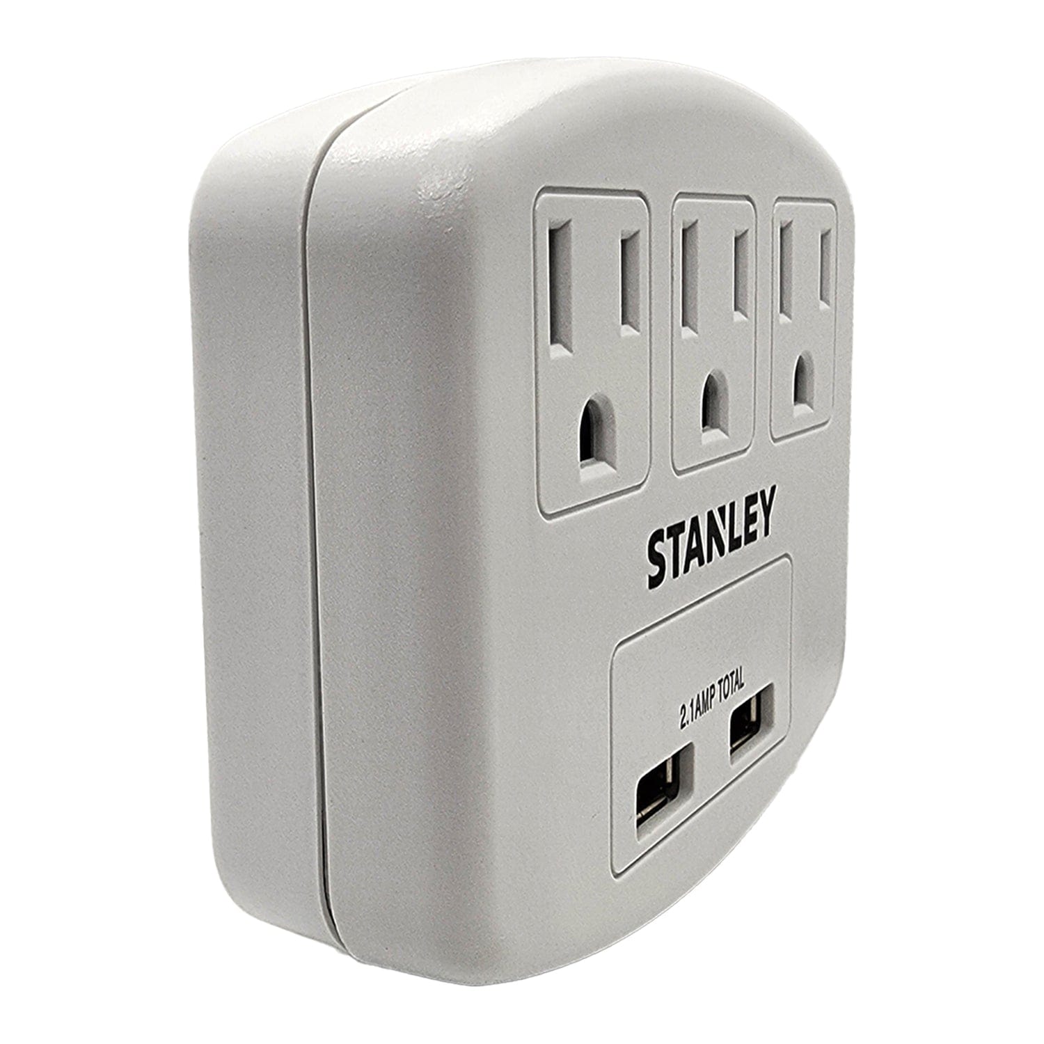 Stanley PlugMax Grounded Wall Tap, 3 Outlets and 2 USB-A Ports, 30407
