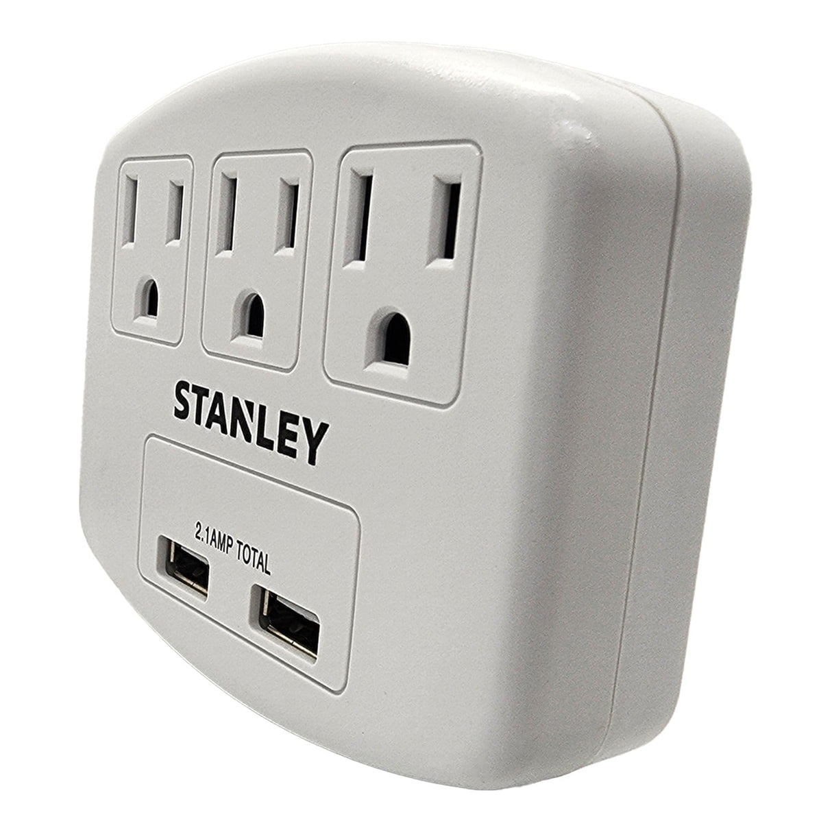 Stanley PlugMax Grounded Wall Tap, 3 Outlets and 2 USB-A Ports, 30407