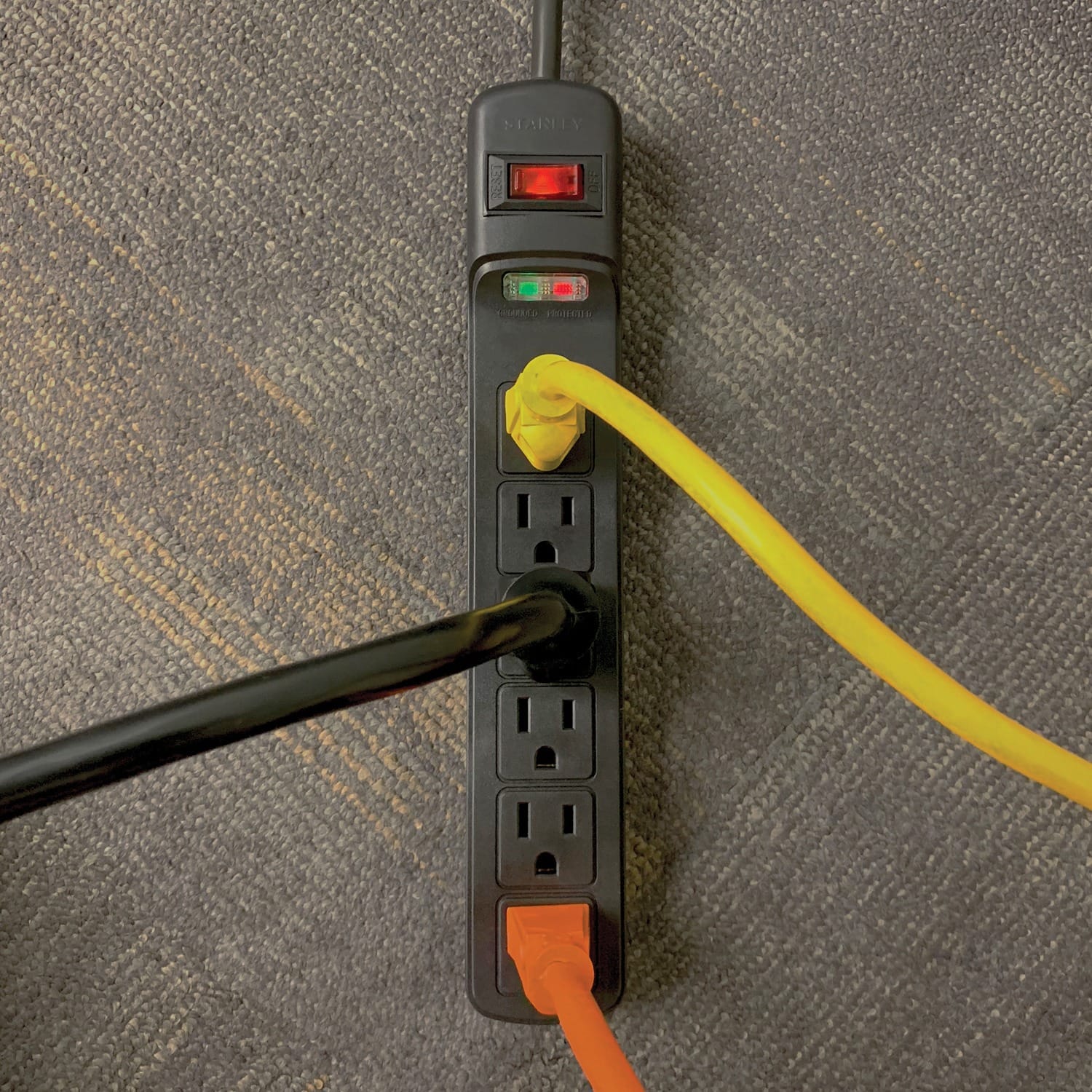 Stanley 6-AC Outlet 1080-Joules SurgeMax 1080 Surge Protector Power Strip, 3-Ft. Cord with Straight Plug, 33220