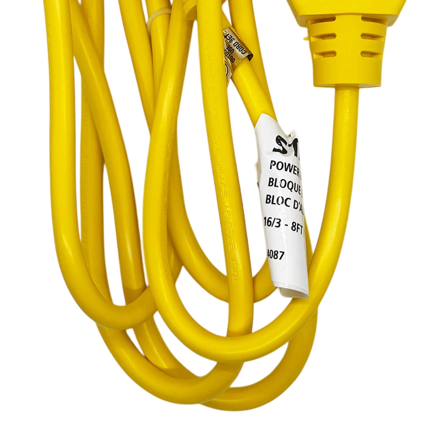 Stanley Power Block 8-Ft. 3-Outlet Outdoor Extension Cord, Yellow