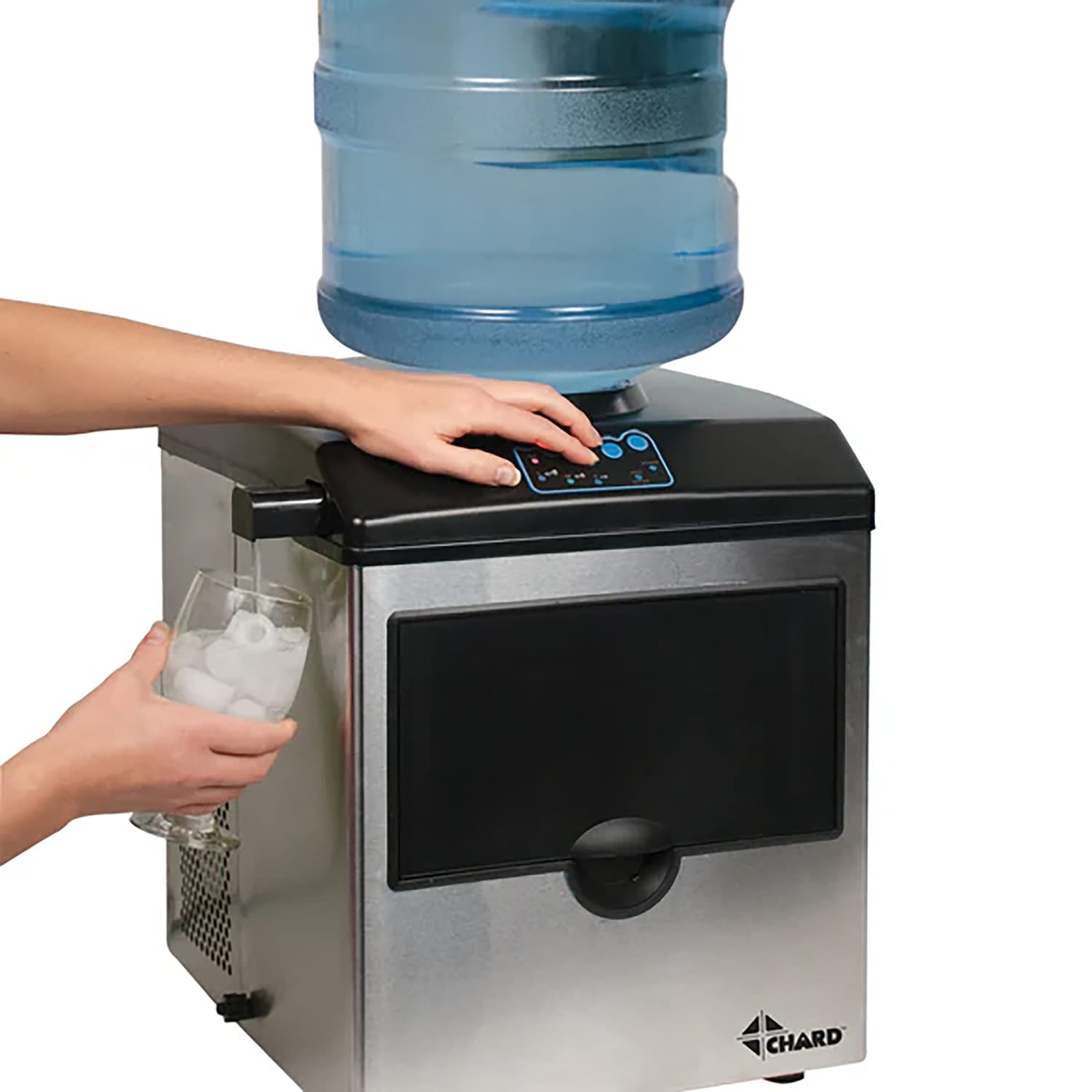 Chard Stainless Steel Ice Maker and Water-Jug Water Dispenser, 33 Lbs. of Ice per Day