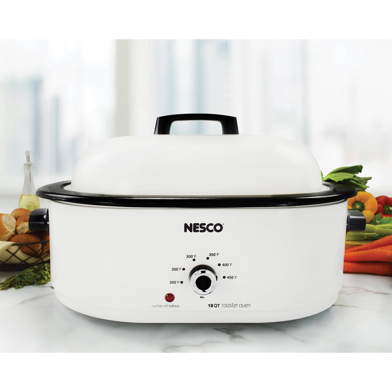 Nesco 18-Qt. 1450-Watt Roaster with Porcelain Cookwell, White