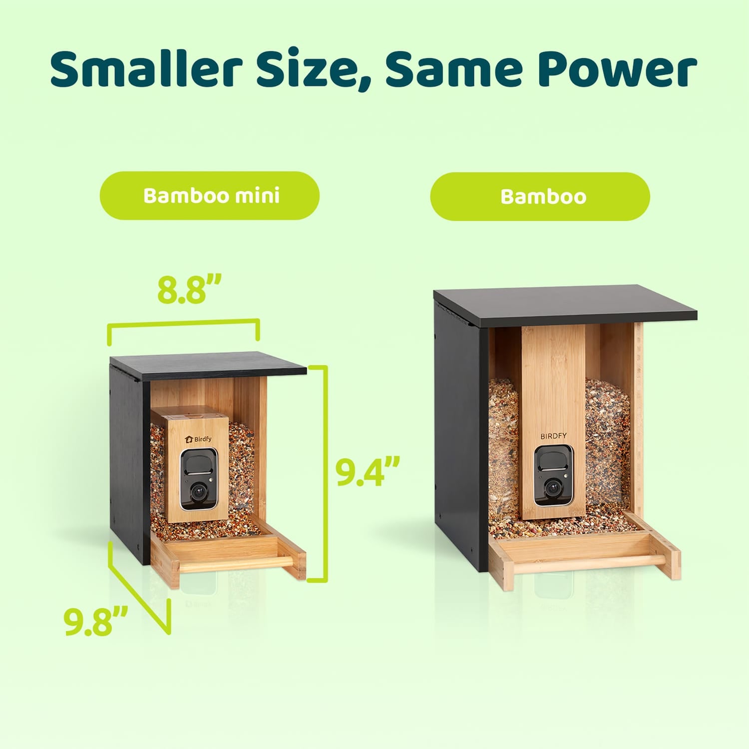 Birdfy Feeder Bamboo Mini with Camera, Solar Panel, and AI by Subscription
