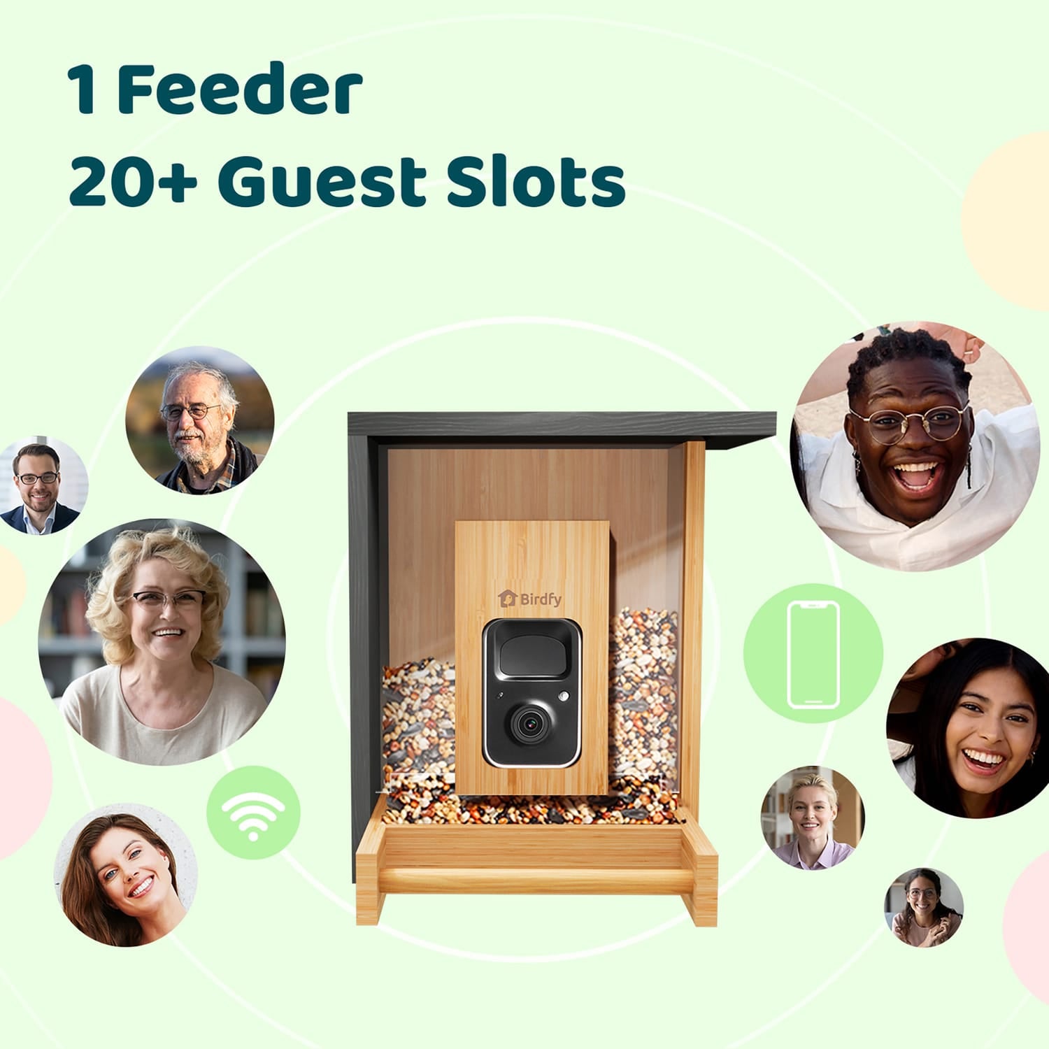 Birdfy Feeder Bamboo Mini with Camera, Solar Panel, and AI by Subscription