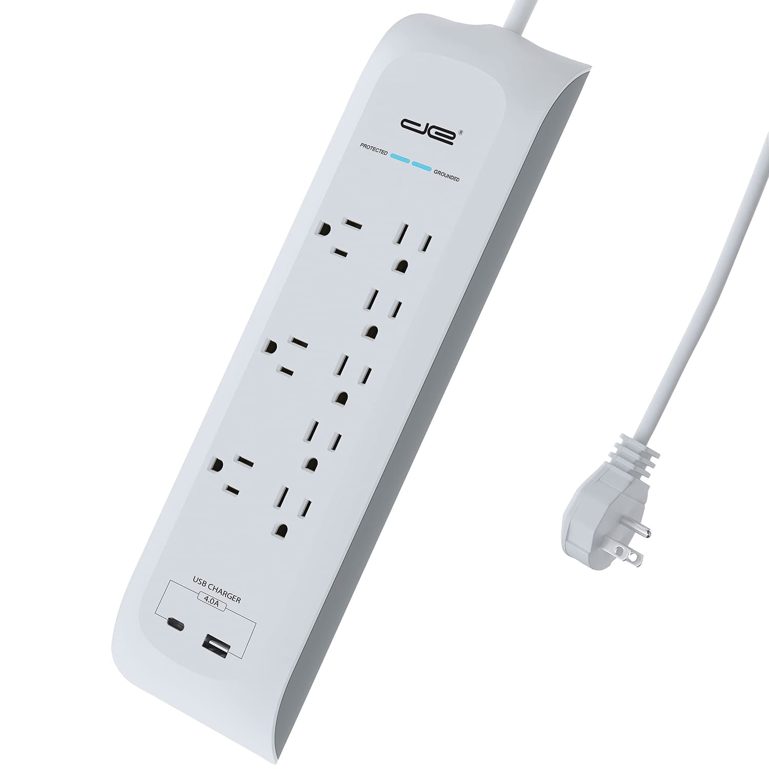 Digital Energy 8-AC Outlet, 2-USB Port, and Ethernet/Telco 4200-Joules Surge Protector Power Strip, 6-Ft. Cord with Flat Plug, DEE1-1116