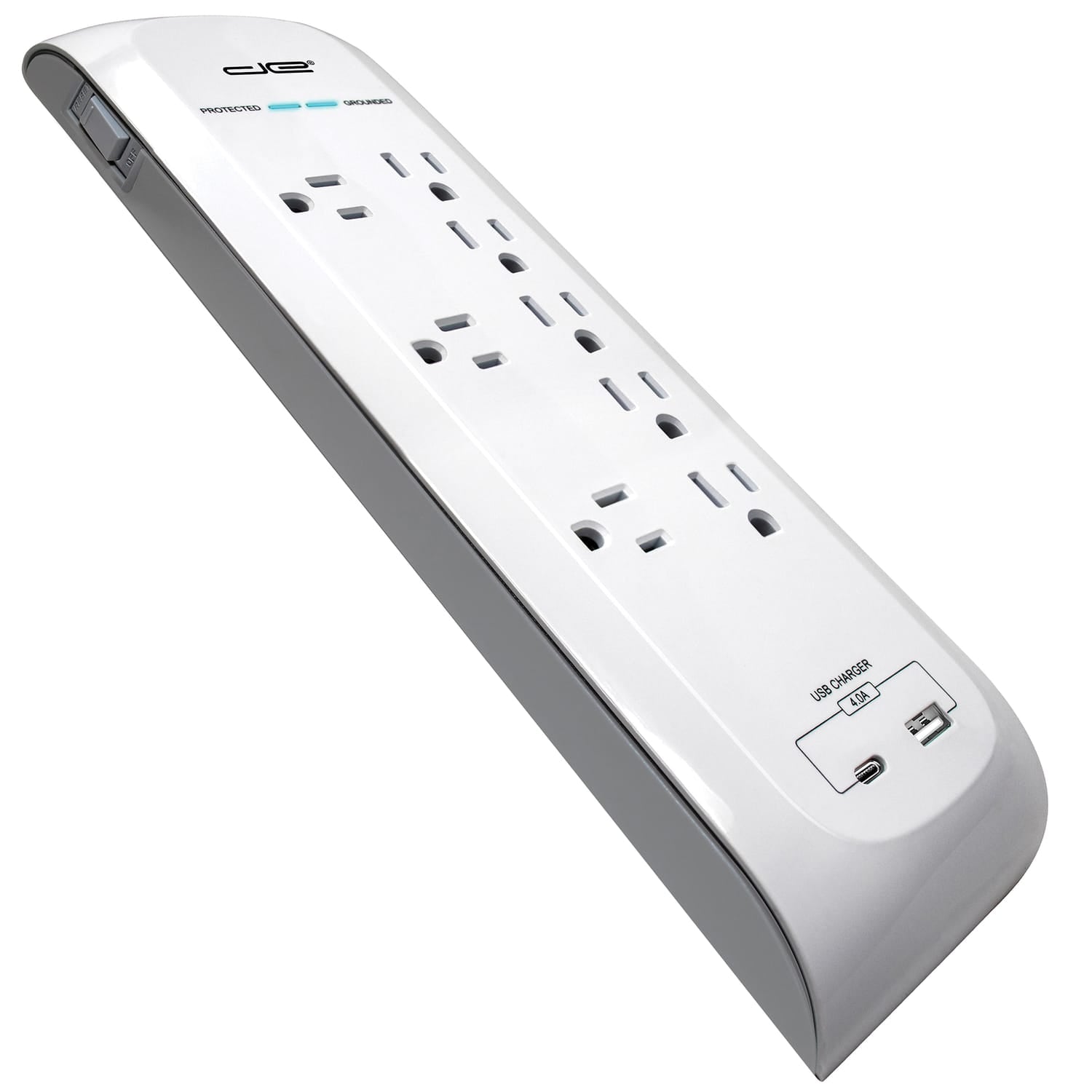 Digital Energy 8-AC Outlet, 2-USB Port, and Ethernet/Telco 4200-Joules Surge Protector Power Strip, 6-Ft. Cord with Flat Plug, DEE1-1116