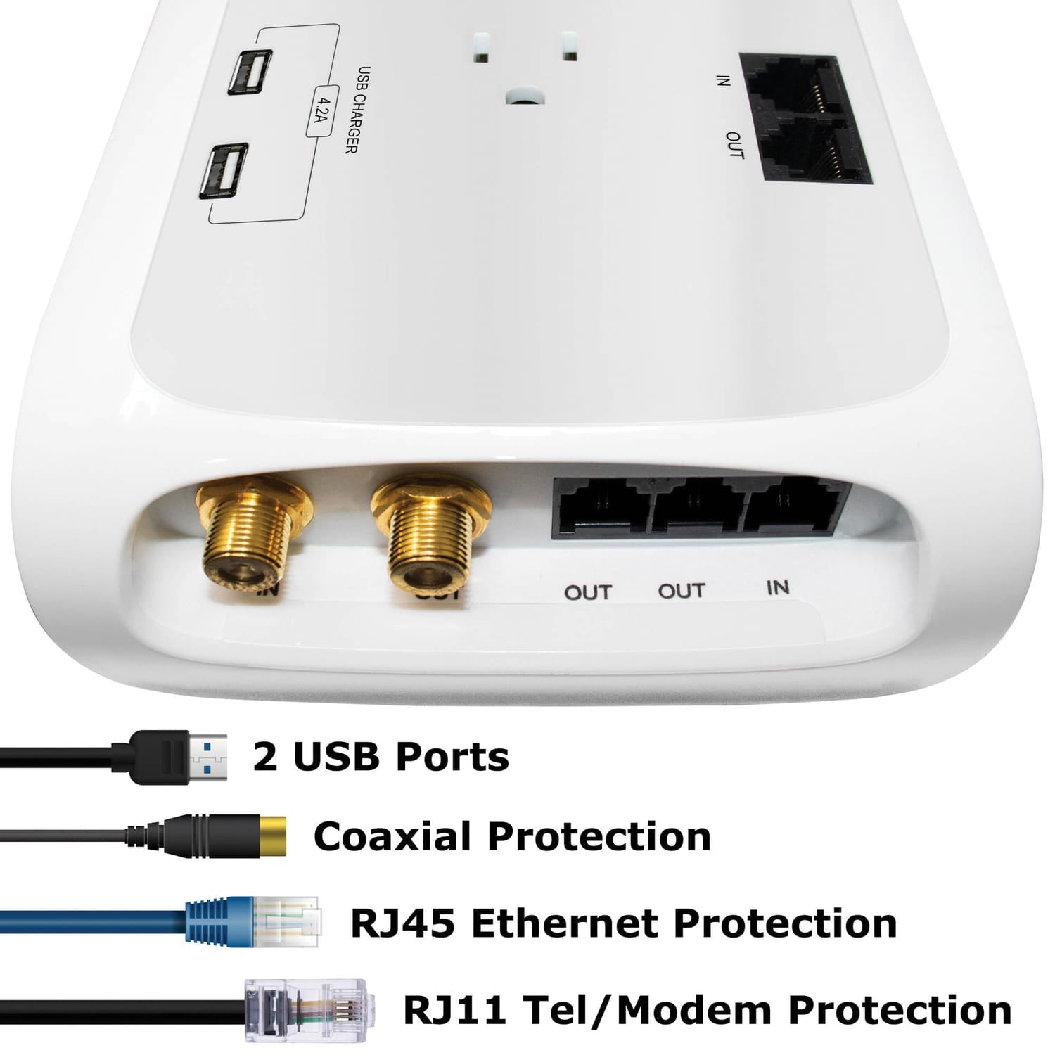 Digital Energy 12-AC Outlet and 2-USB Port 4200-Joules Surge Protector Power Strip, 6-Ft. Cord with Flat Plug, DEE1-1122