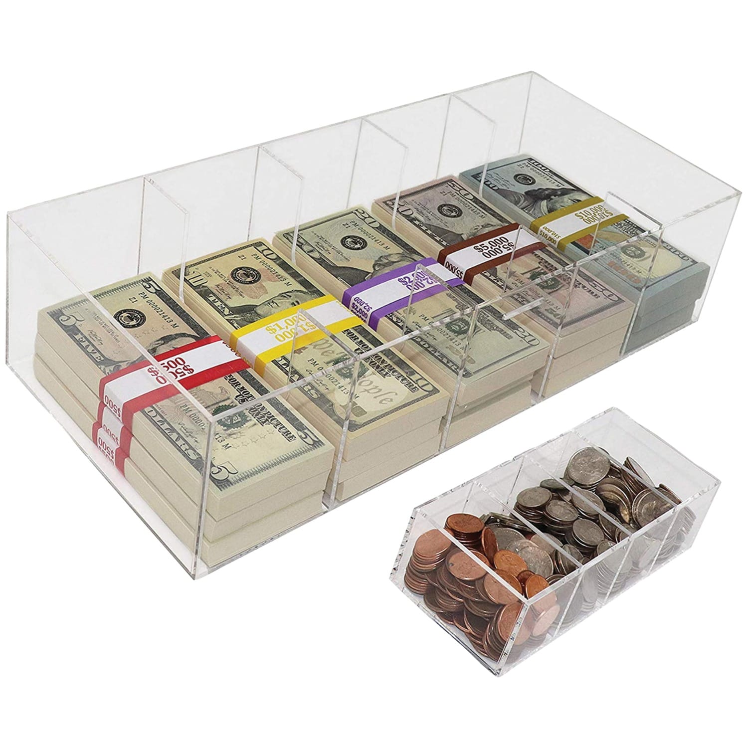 Nadex Coins 5-Compartment Currency Tray with Coin Tray