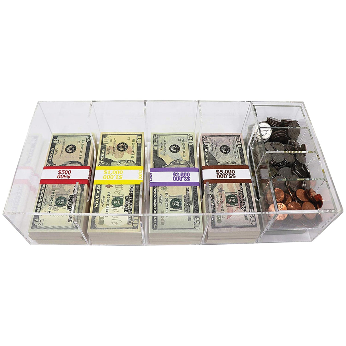 Nadex Coins 5-Compartment Currency Tray with Coin Tray