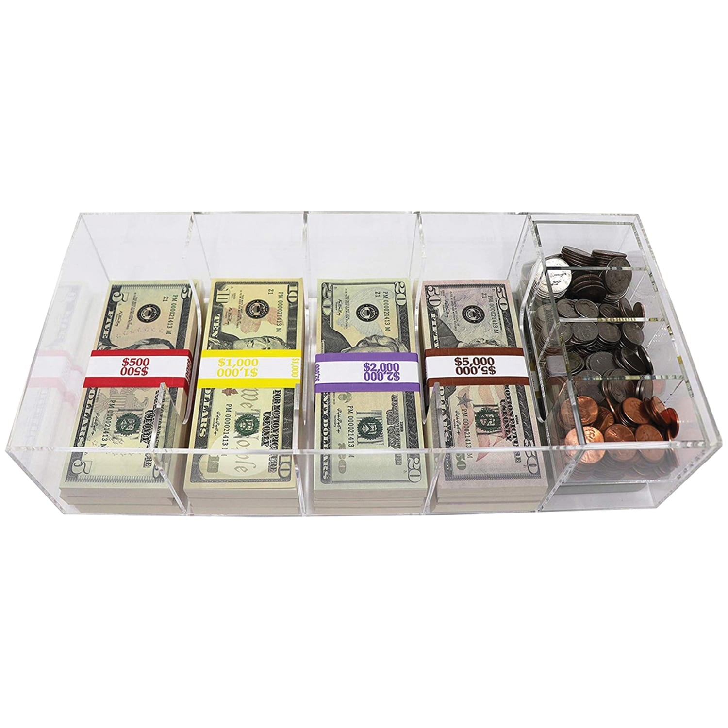 Nadex Coins 5-Compartment Currency Tray with Coin Tray