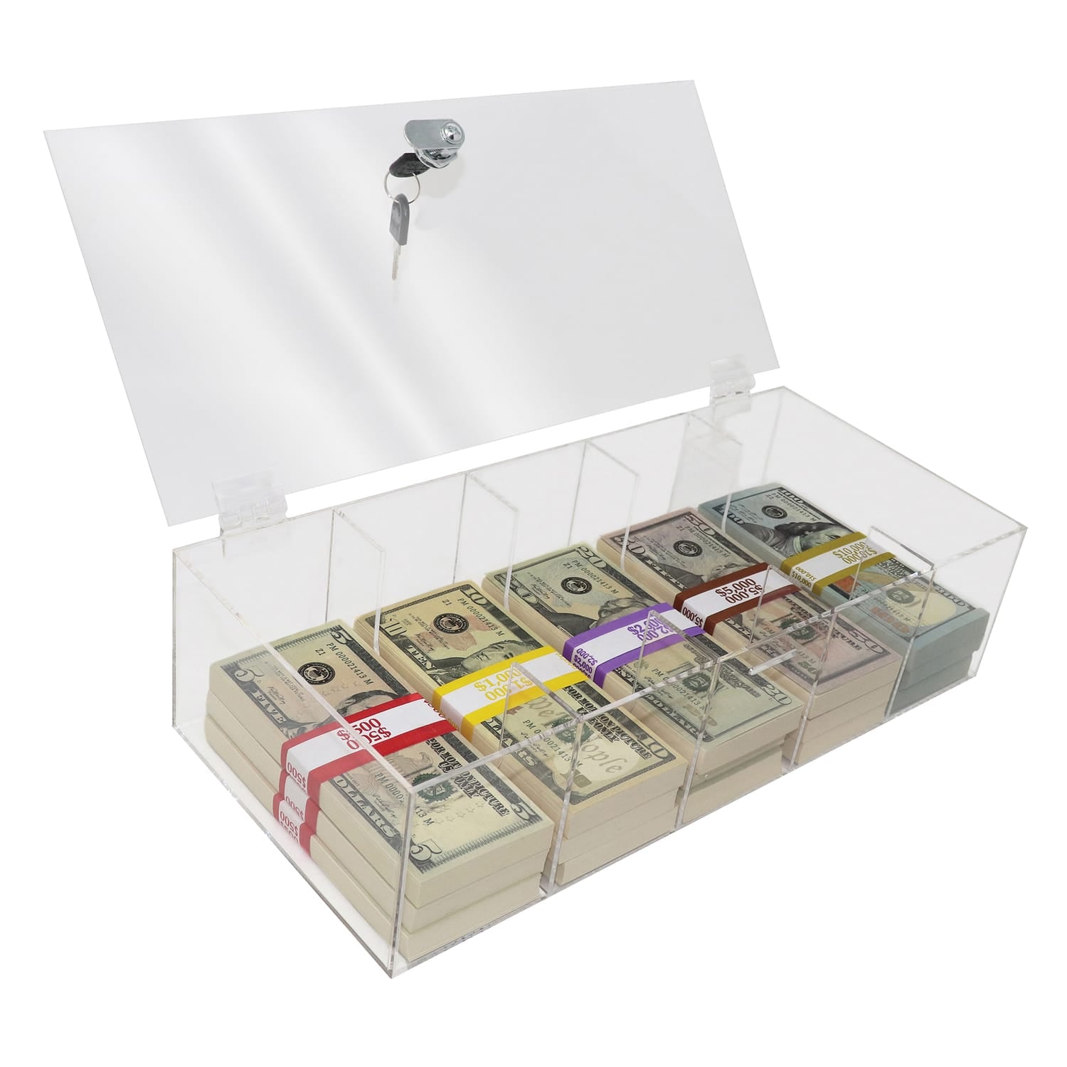 Nadex Coins 5-Compartment Currency Tray with Locking Cover