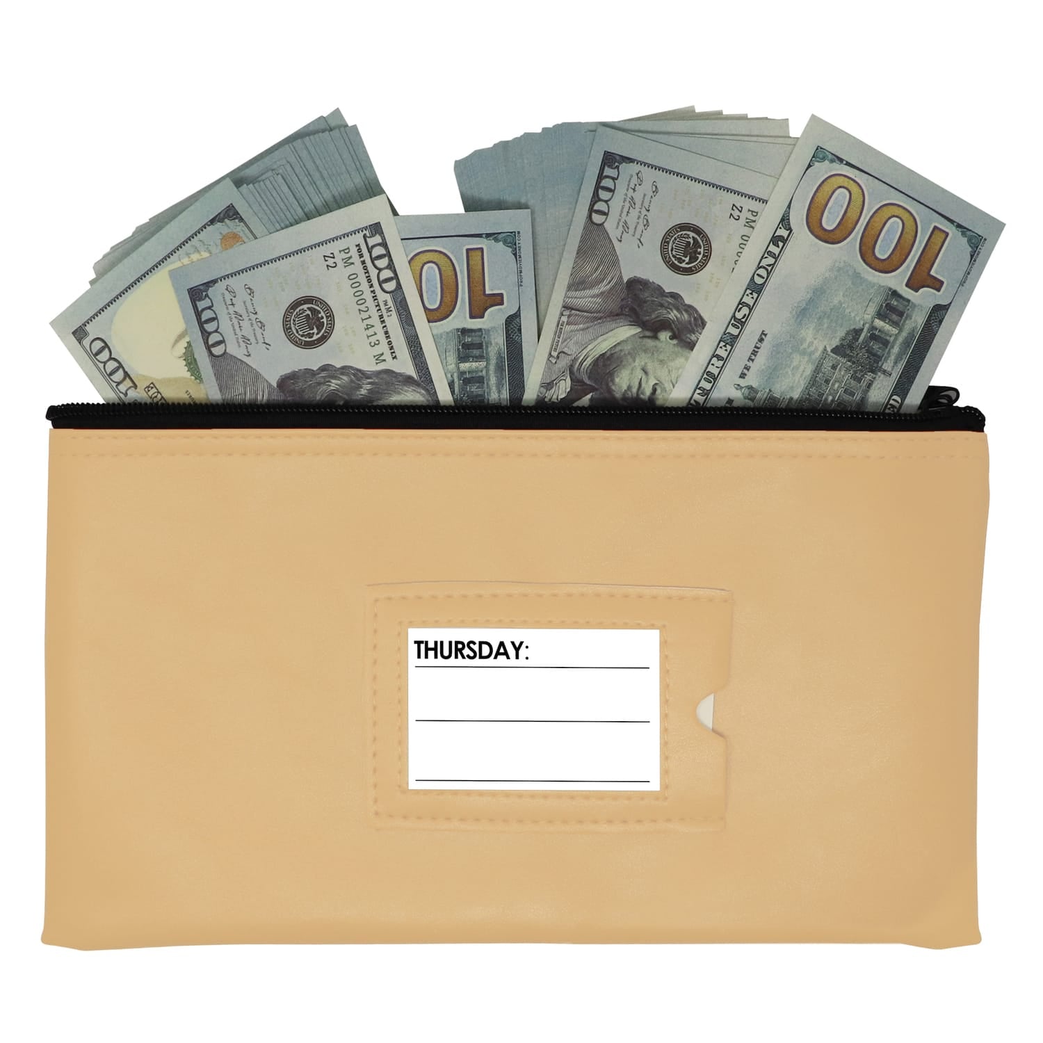 Nadex Coins Vinyl 7-Day Pack of Zippered Bank Deposit Cash and Coin Bags with Card Window, Multi-Color