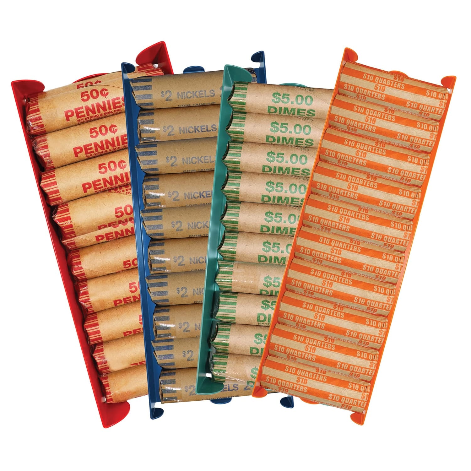 Nadex Coins Assorted Stackable Aluminum Coin Trays, 4 Pack