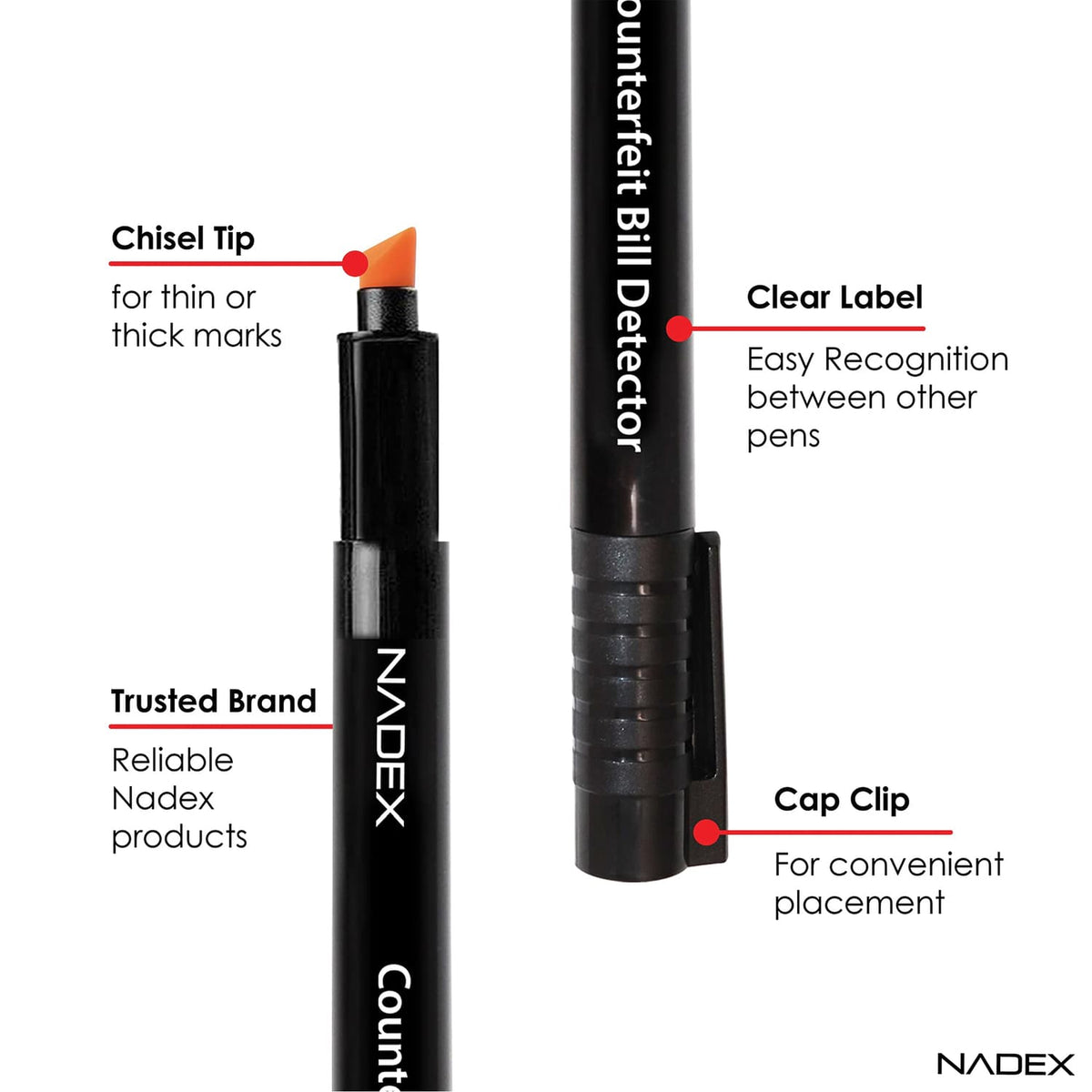 Nadex Coins Easy-Swipe Counterfeit Pens, 15 Pack, 15 Pack