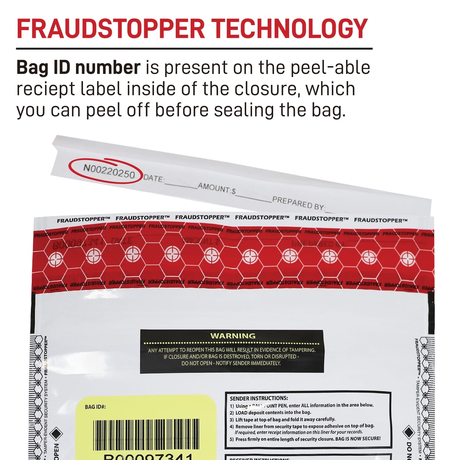 Nadex Coins Tamper-Evident 9-In. x 12-In. Opaque FRAUDSTOPPER Bank Deposit Bags, 50 Pack
