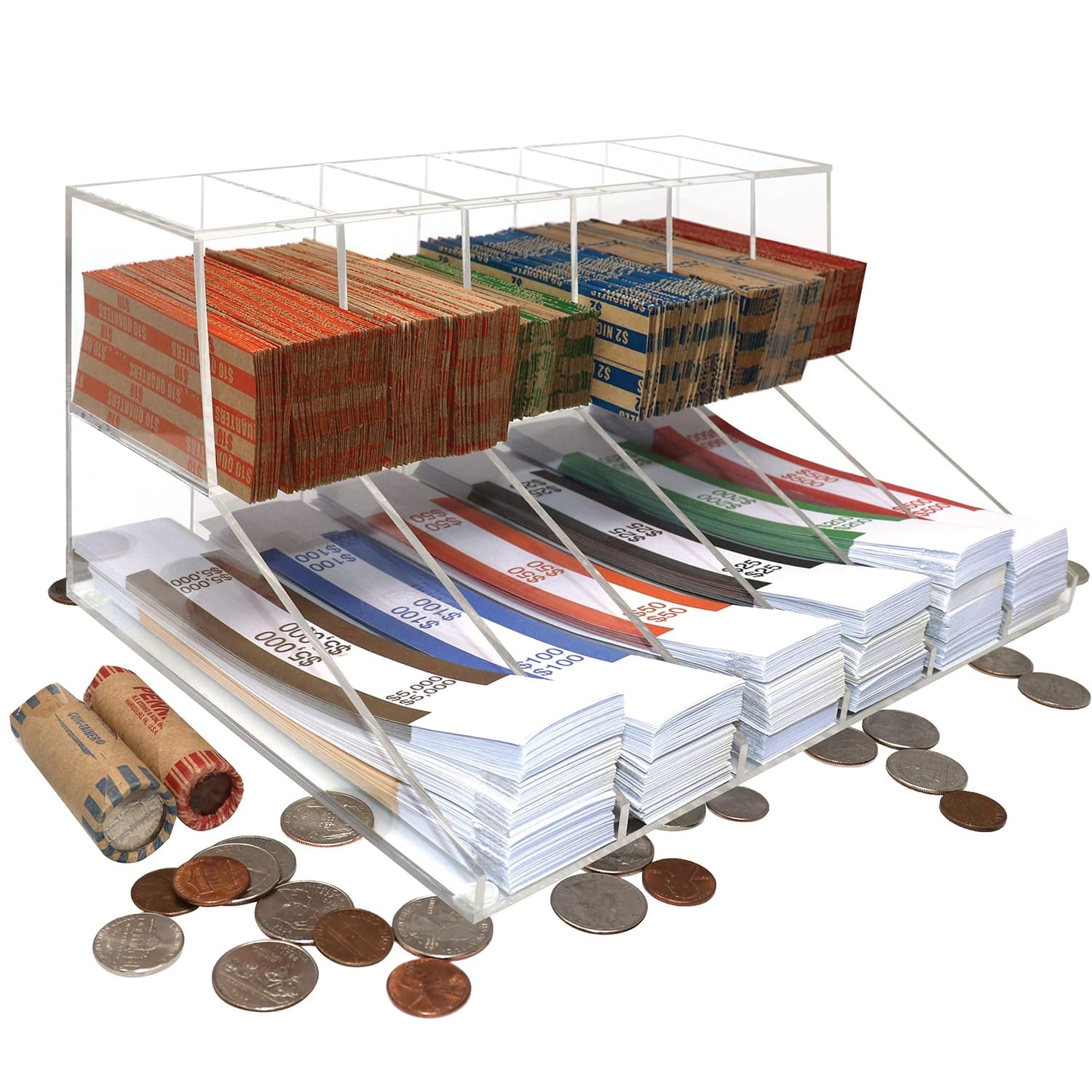 Nadex Coins Acrylic Bills and Coins Wrappers Tray