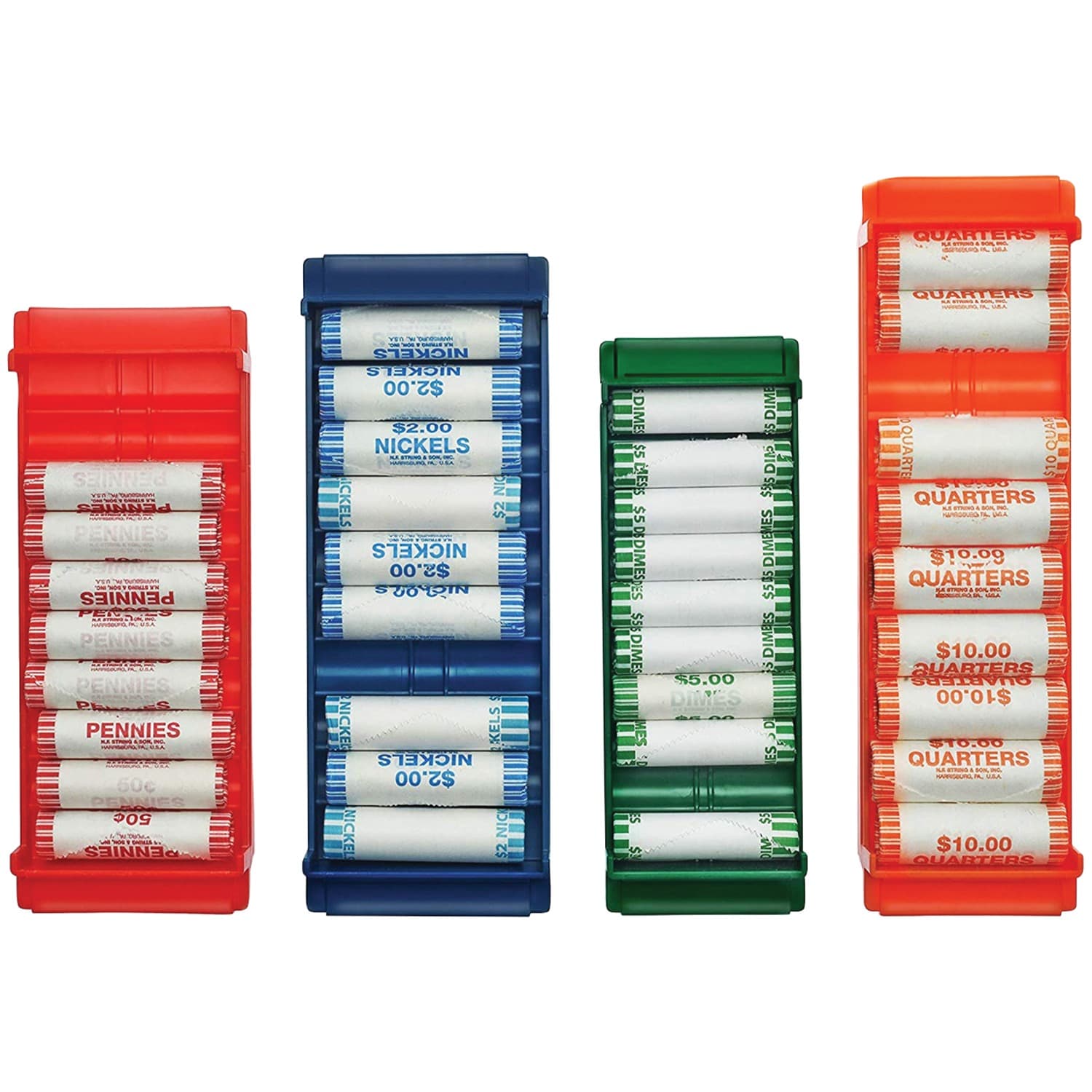Nadex Coins Rolled Coin Storage Organizer Tray Set with Ridges for Loose Coins