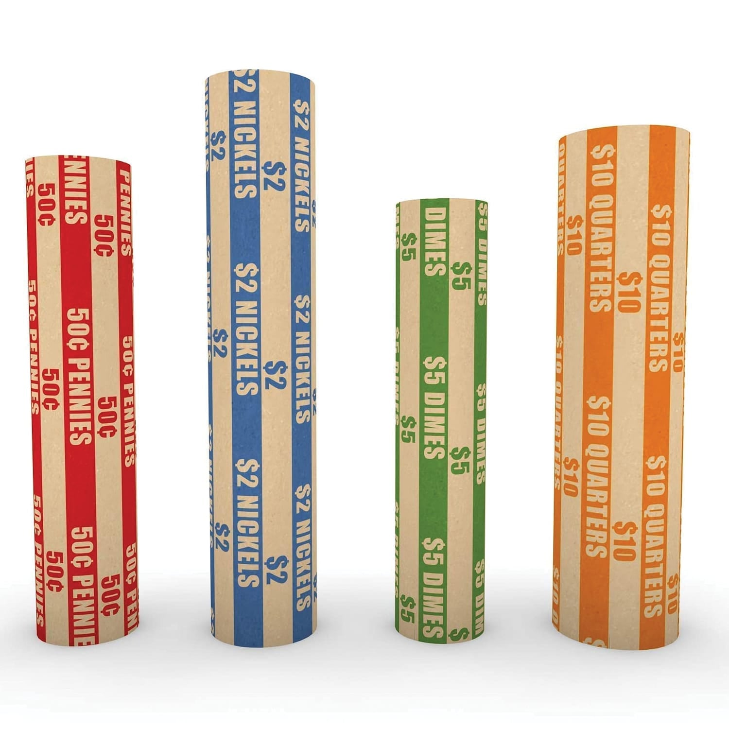 Nadex Coins Flat Standard Striped Coin Roll Wrappers for U.S. Coins, 1000 Pack