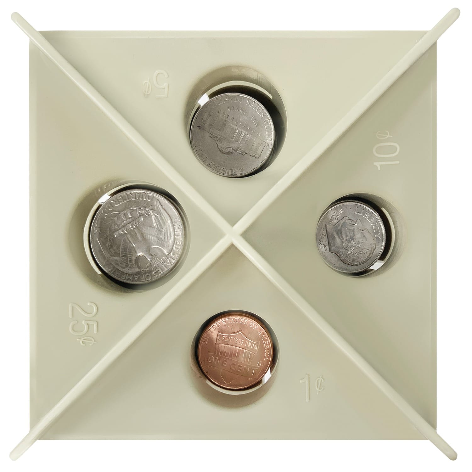Nadex Coins 4-Compartment Manual Coin Sorting and Wrapping Organizer