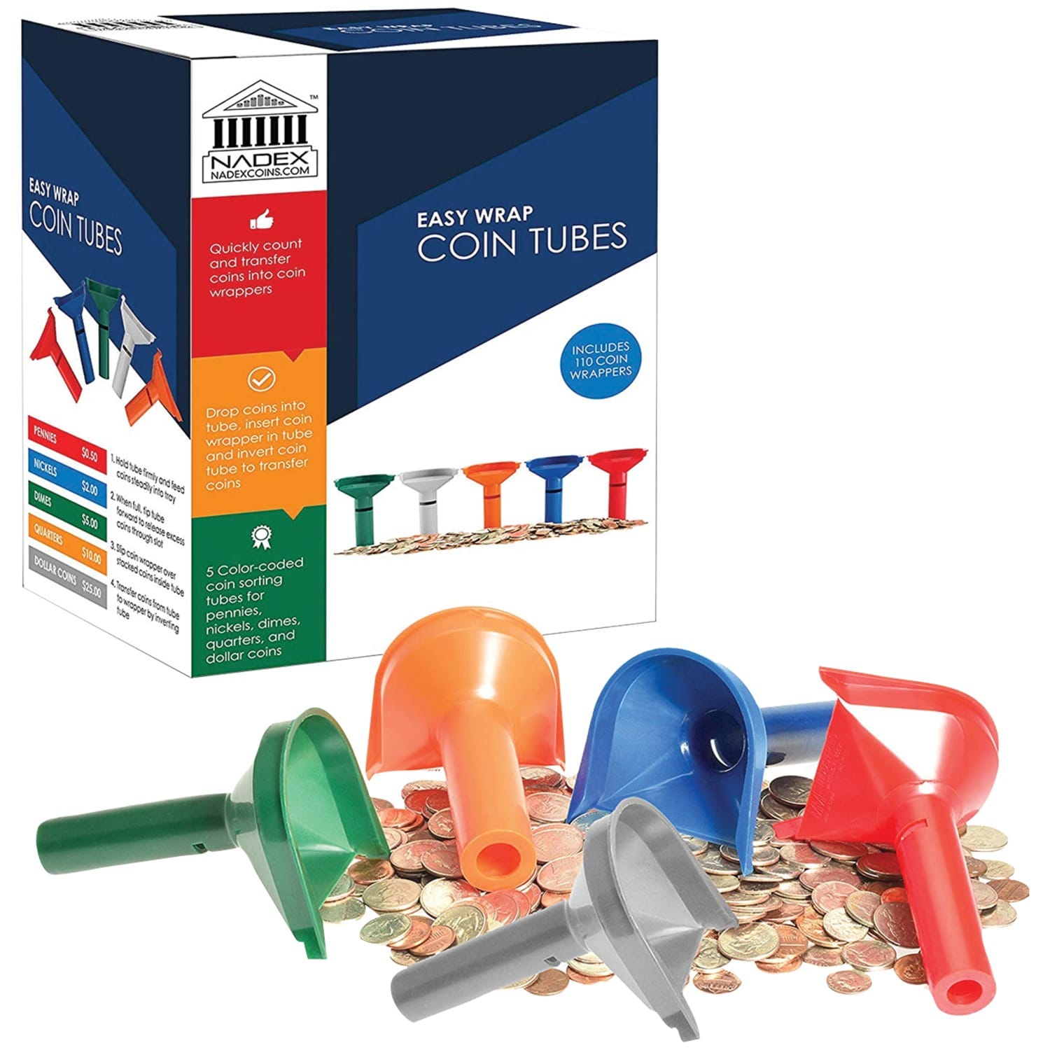 Nadex Coins Easy-Wrap Coin Stacking Tubes