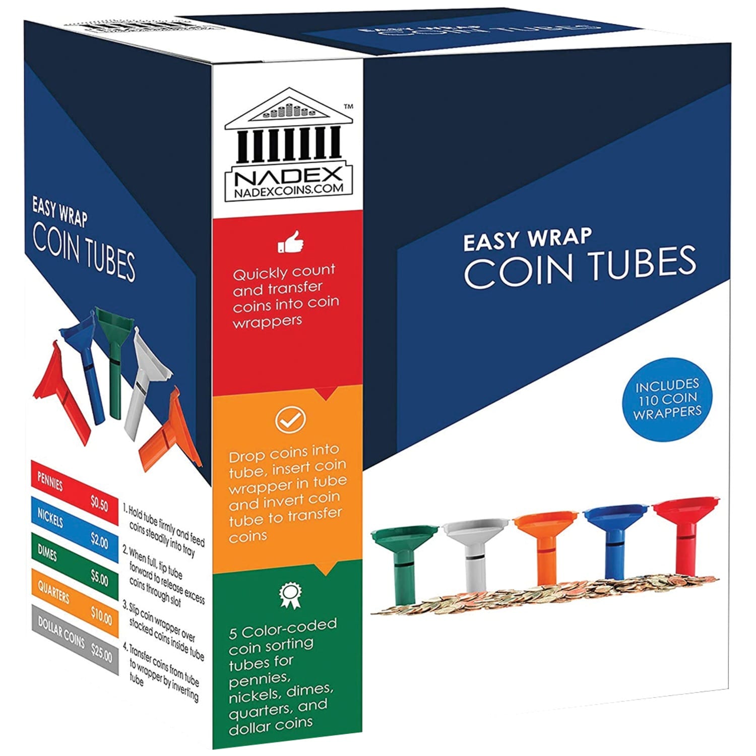 Nadex Coins Easy-Wrap Coin Stacking Tubes