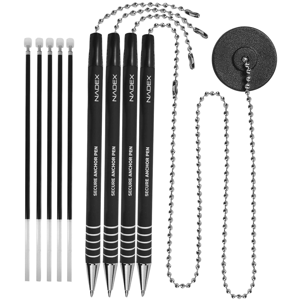 Nadex Coins 4-Pack Secure Counter Ballpoint Pens, Black