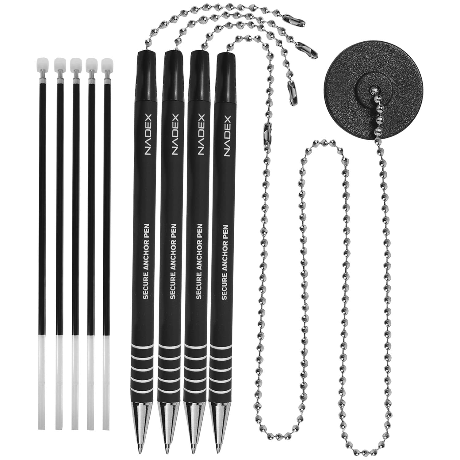 Nadex Coins 4-Pack Secure Counter Ballpoint Pens, Black